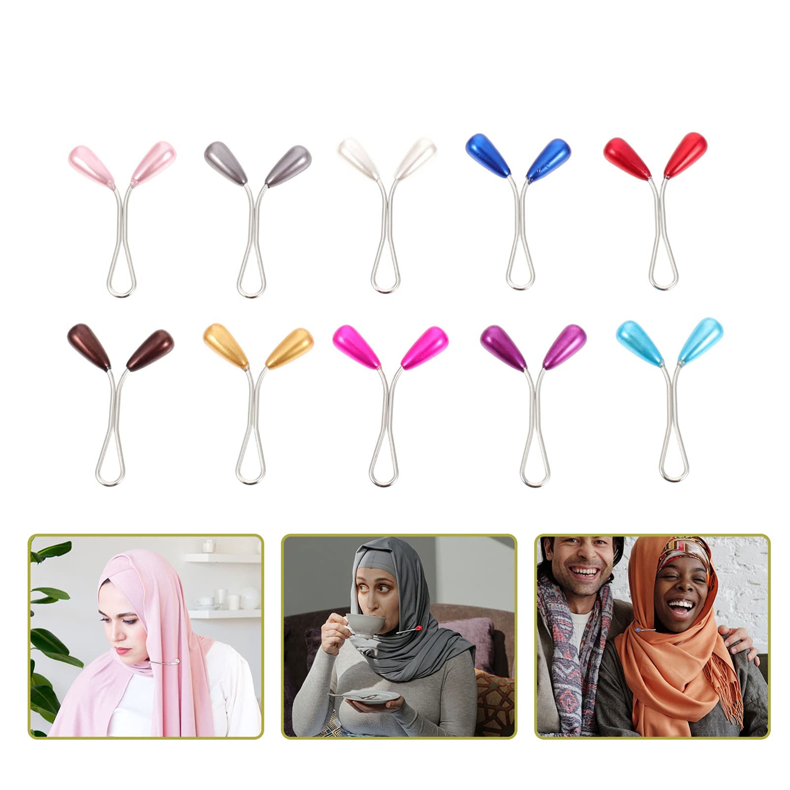 EXCEART 24pcs Pearl Hijab Clips for Women - Elegant Scarf Pins, Hijab Accessories, Sweater Shawl Brooches - Perfect for Muslim Headscarves, Hoodies, and Winter Fashion Outfits
