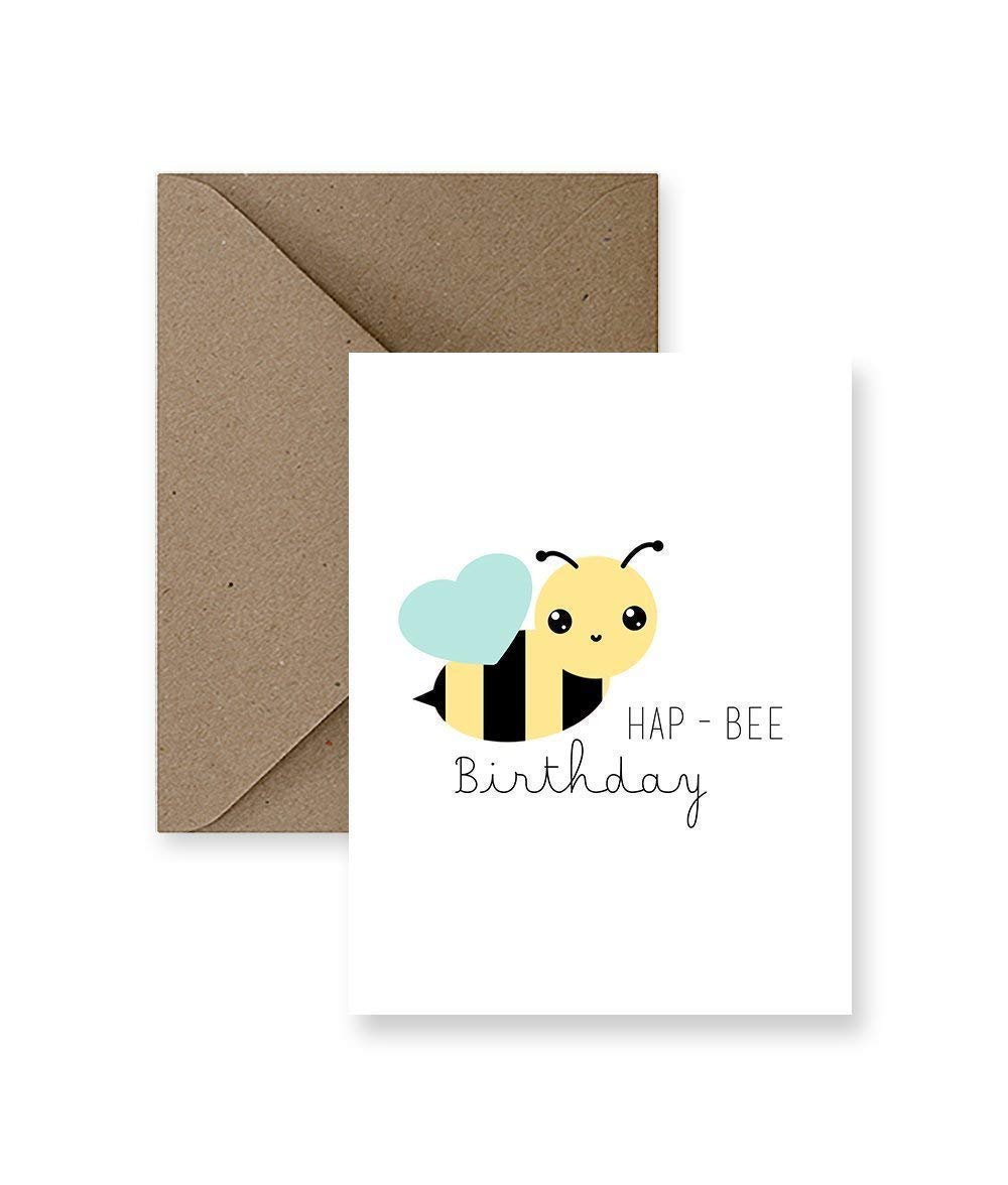 Happy Birthday Greeting Card - Cute Bee Design for Birthday Wishes, Parties & Celebrations | Perfect for Friends, Family & Coworkers