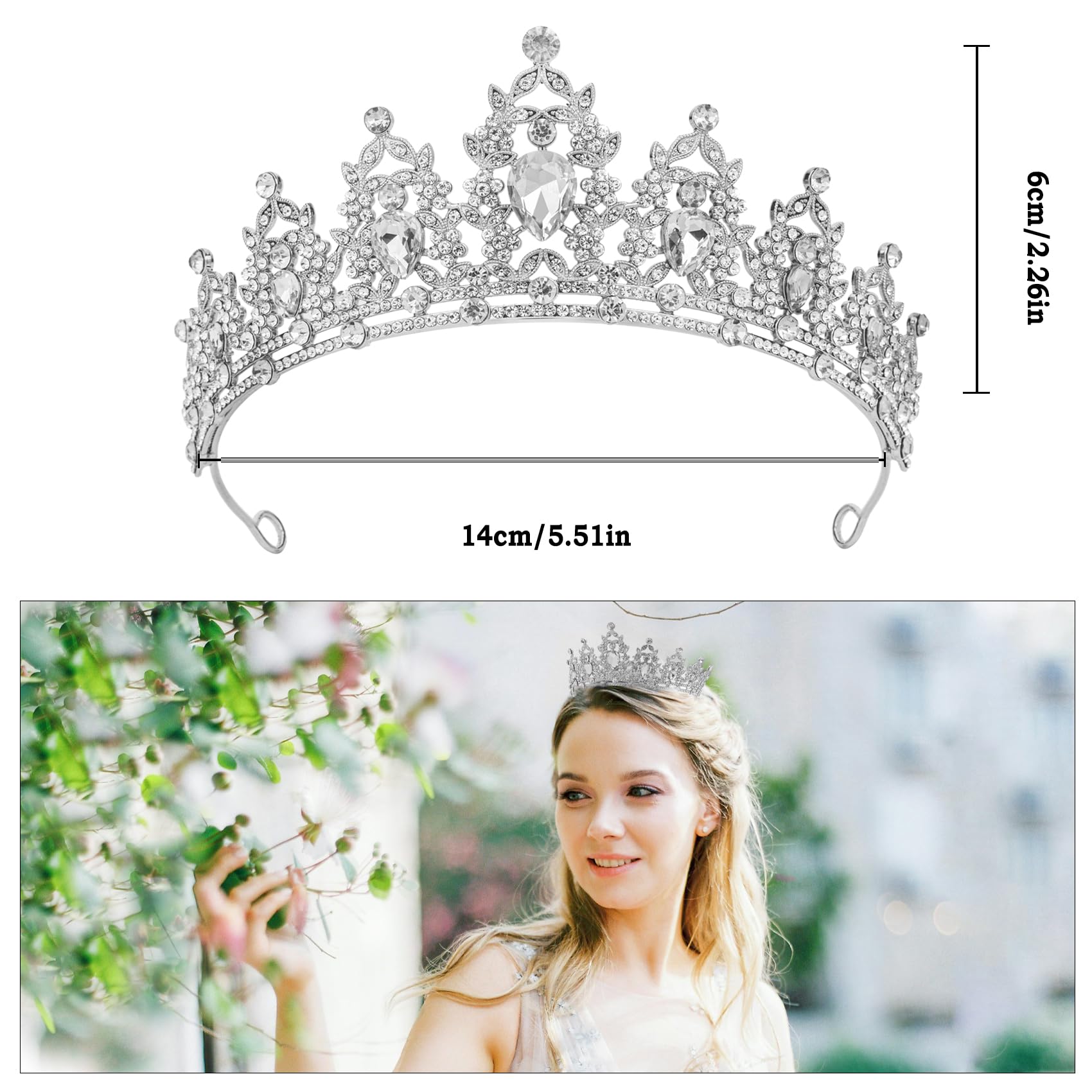 Sparkling Blue Princess Tiara Crown - Crystal Quinceanera Headpiece for Women & Girls | Perfect for Birthday Parties, Pageants, Weddings & Special Occasions