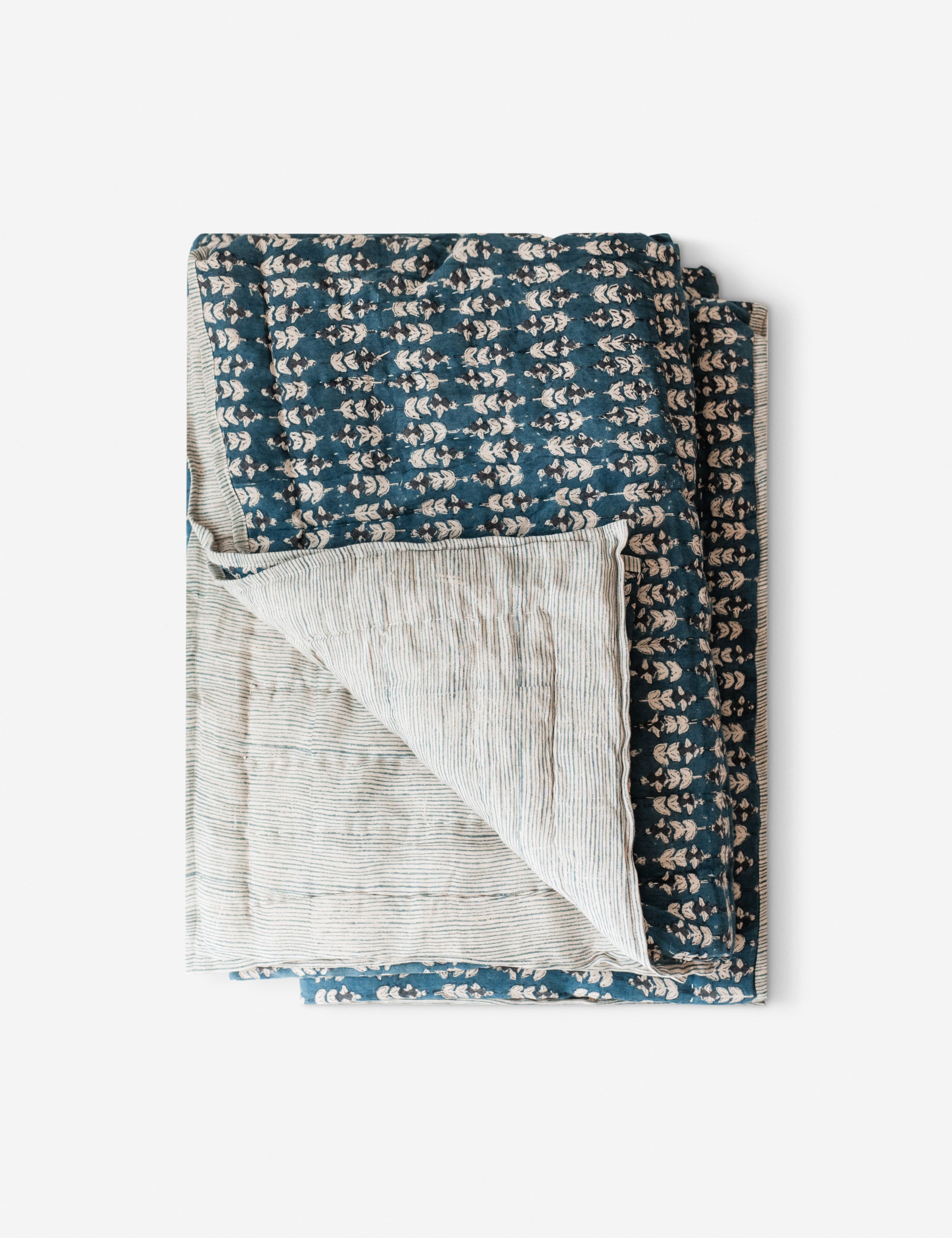 Blossom Block Print Quilt - Handmade Cotton Bedspread with Floral Design | Perfect for Boho Bedroom Decor, Cozy Throw Blanket & Farmhouse Style Home