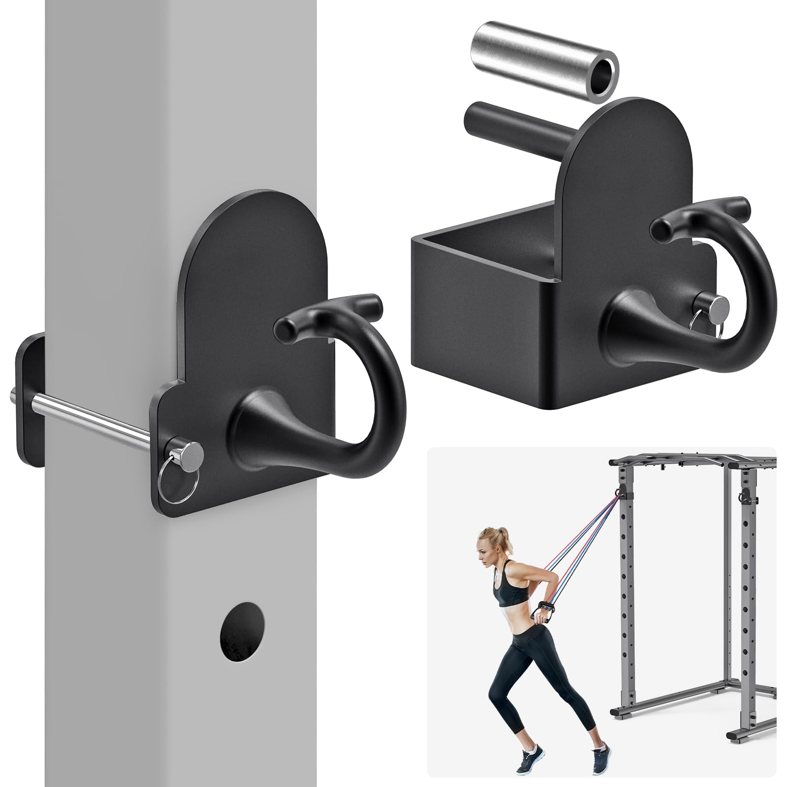 Kipika Heavy Duty Power Cage Squat Rack Accessories - 2 Pack Gym Hooks for Resistance Bands, Compatible with 5/8