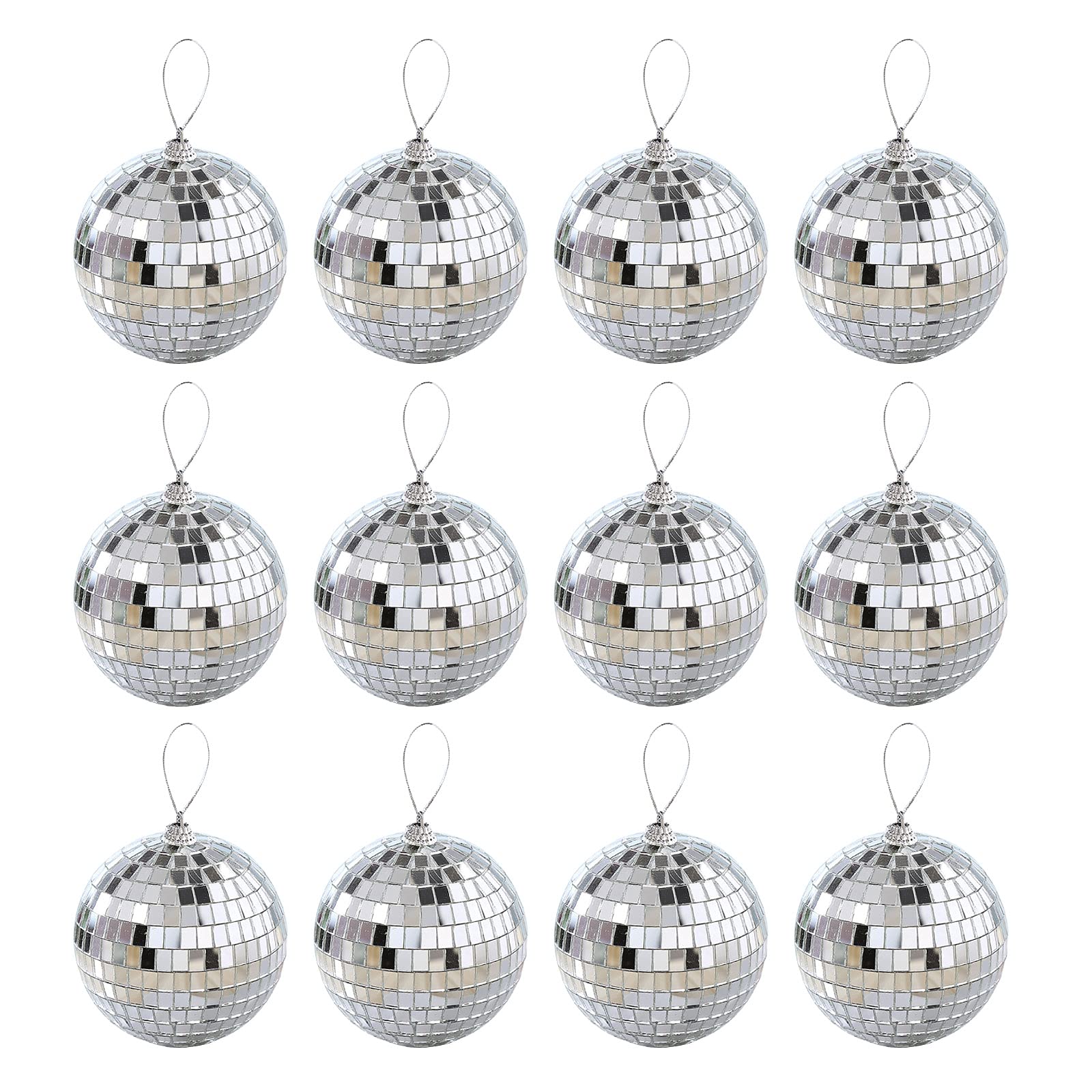 Venbin 12Pcs 3cm Mirror Disco Ball Hanging Ornaments - Sparkling Party Decor for Christmas, Weddings & Home Celebrations | Perfect for Ceiling Decor, Photo Backdrops & Event Centerpieces