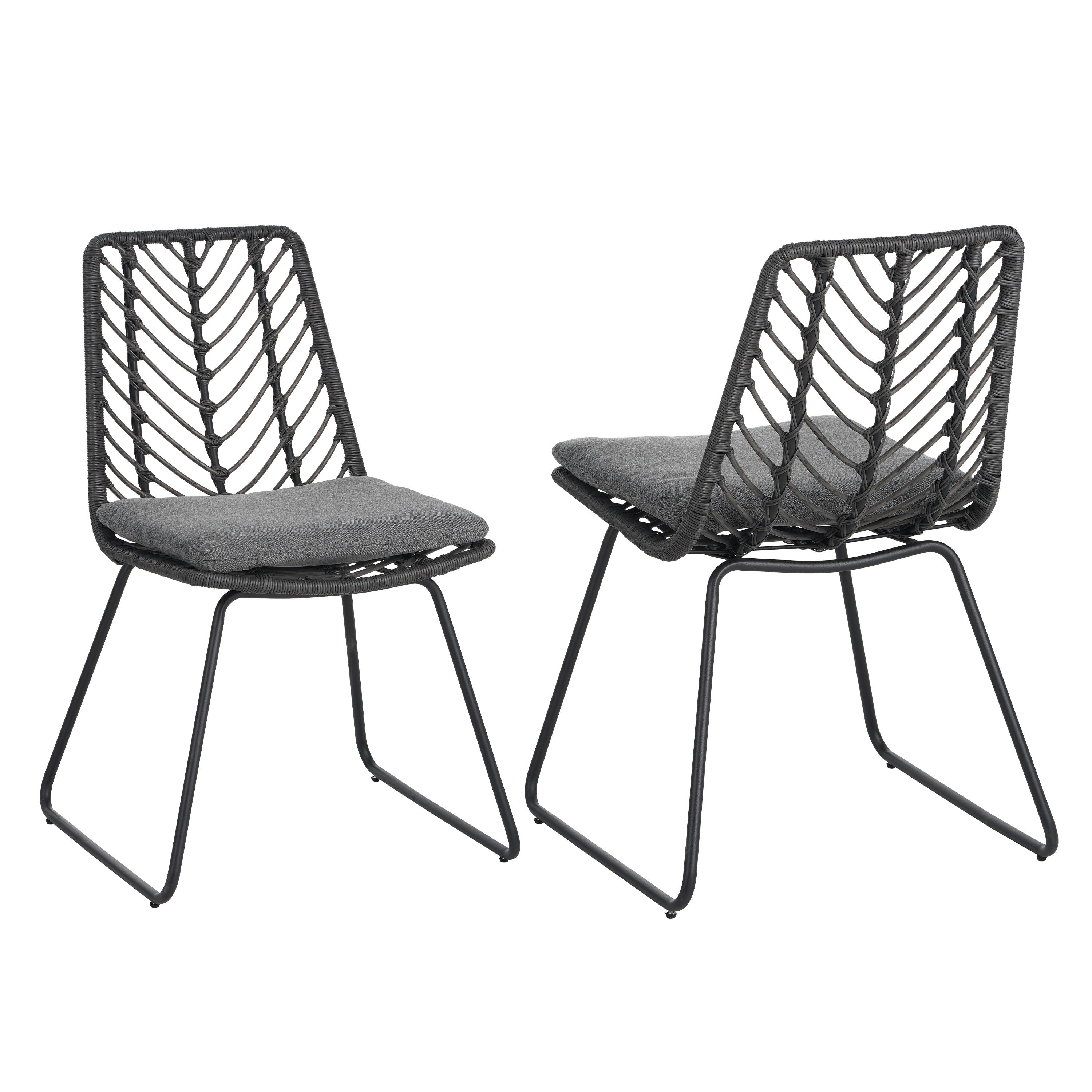 DEJA CHAIR Set of 2 with Cushions - Modern Gray Accent Chairs for Living Room, Bedroom, or Office - Comfortable Lounge Seating for Home Decor