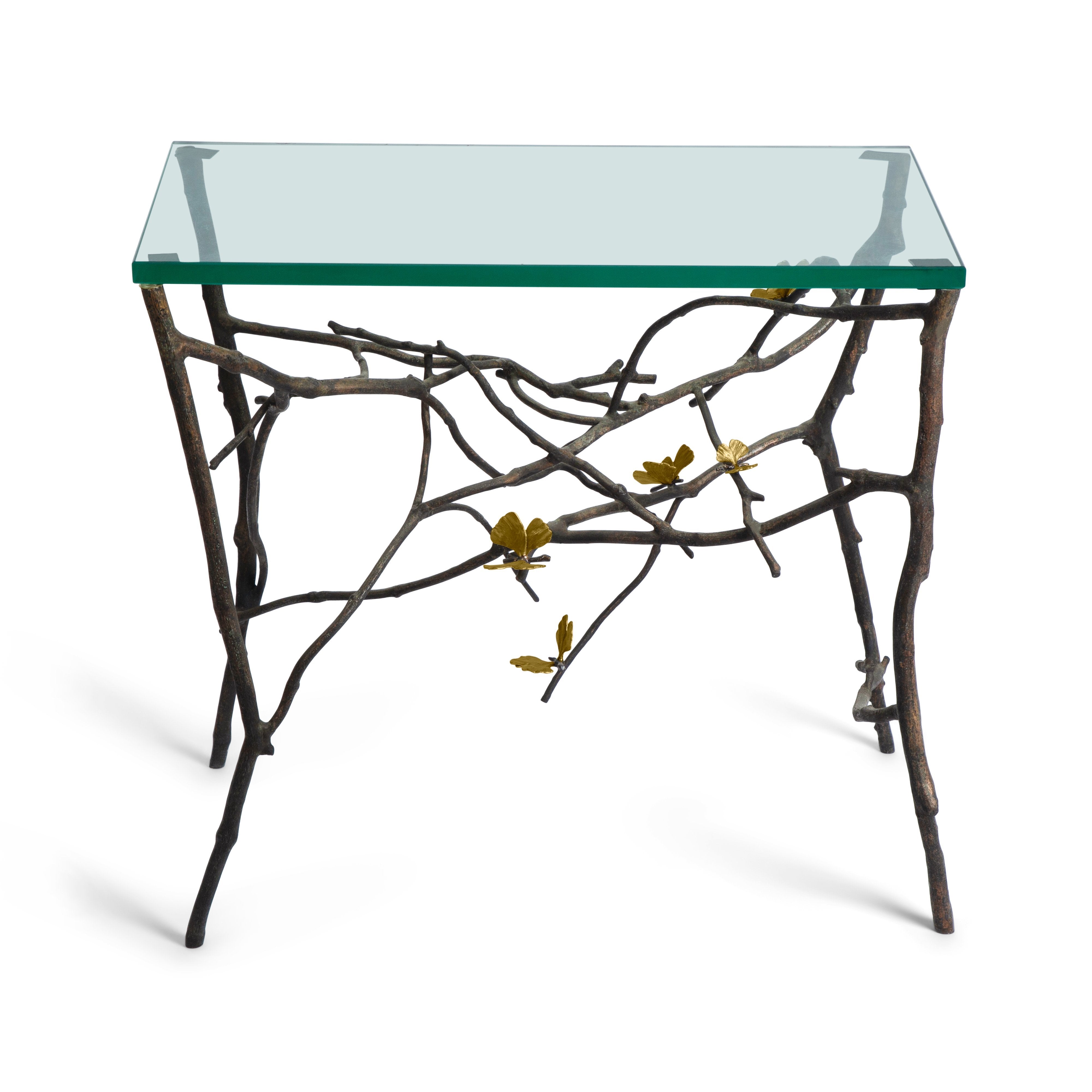 Butterfly Ginkgo Side Table - Modern Wooden End Table for Living Room, Bedroom, or Office - Small Accent Table with Unique Butterfly Design - Perfect for Home Decor and Functional Storage
