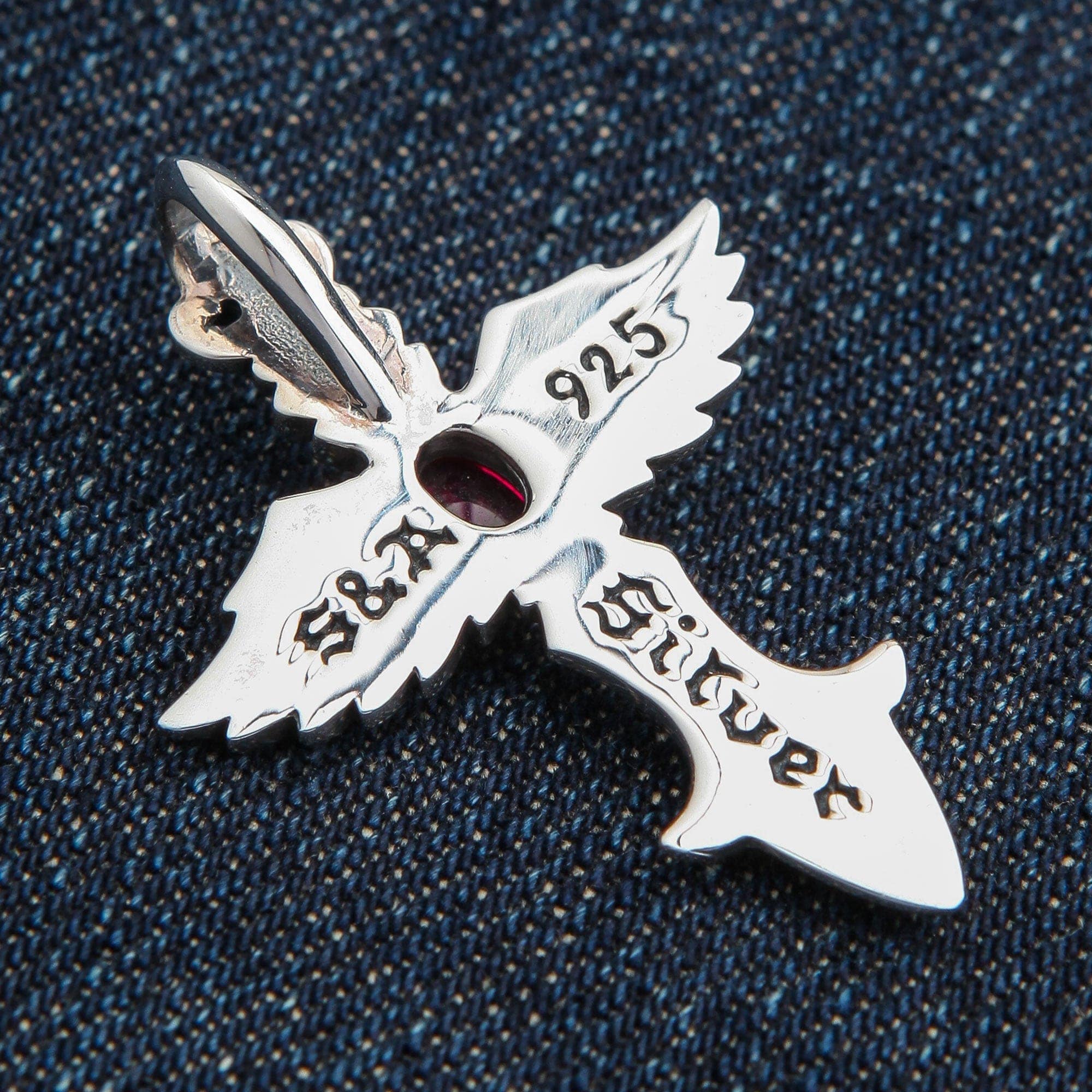 Red Angel Wings Gothic Pendant Necklace - 925 Sterling Silver Jewelry for Women - Perfect for Gothic Fashion, Halloween Costumes & Dark Romance Outfits