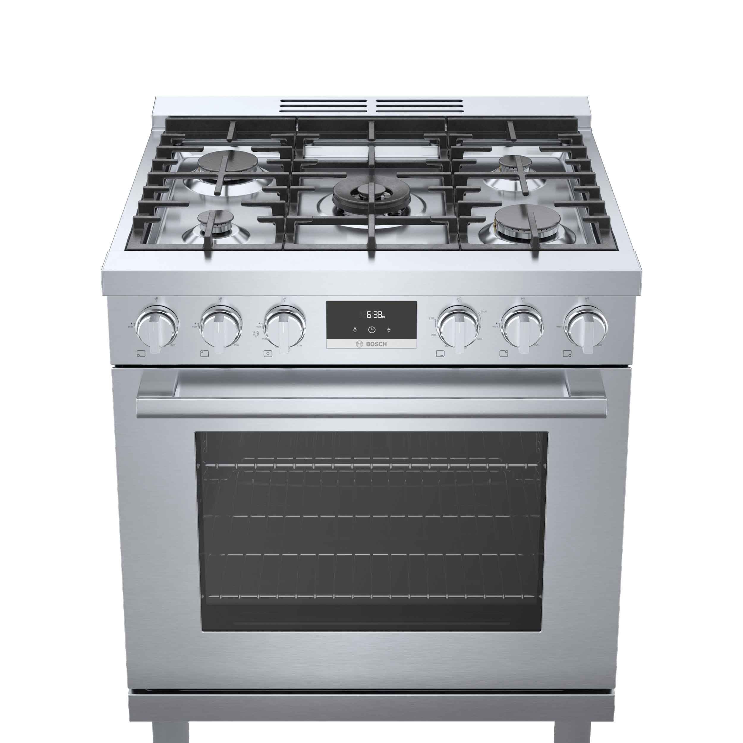 Bosch 30-Inch 5-Burner Industrial Style Gas Range with Convection Oven - Stainless Steel HGS8055UC - Perfect for Home Chefs & Commercial Kitchens