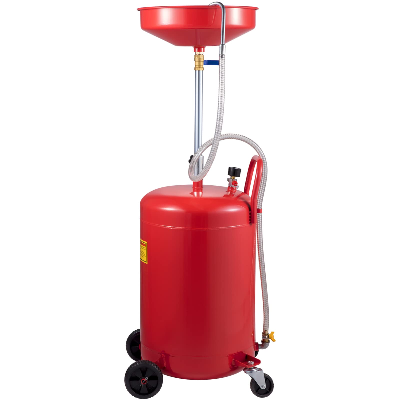 VEVOR 20-Gallon Portable Waste Oil Drain Tank - Air Operated Oil Drainer with Adjustable Funnel & Wheels for Auto Repair Shops, Garages - Ideal for Fluid Fuel Transfer, Oil Changes & Drainage in Professional Workshops