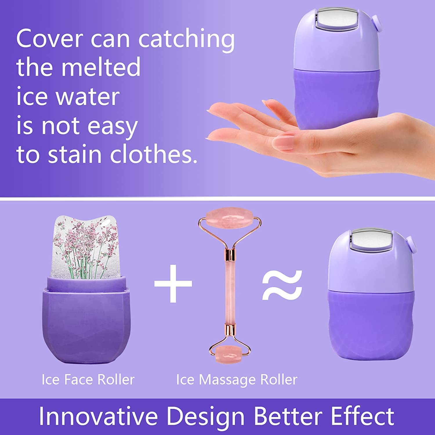 XSKY Ice Roller for Face & Eye - 2 in 1 Beauty Skin Care Tool for Firming, Pore Minimizing & Stress Relief | Facial Massager & Ice Holder | Perfect for Morning Routine, Post-Workout Recovery & Spa Days at Home (Multi)
