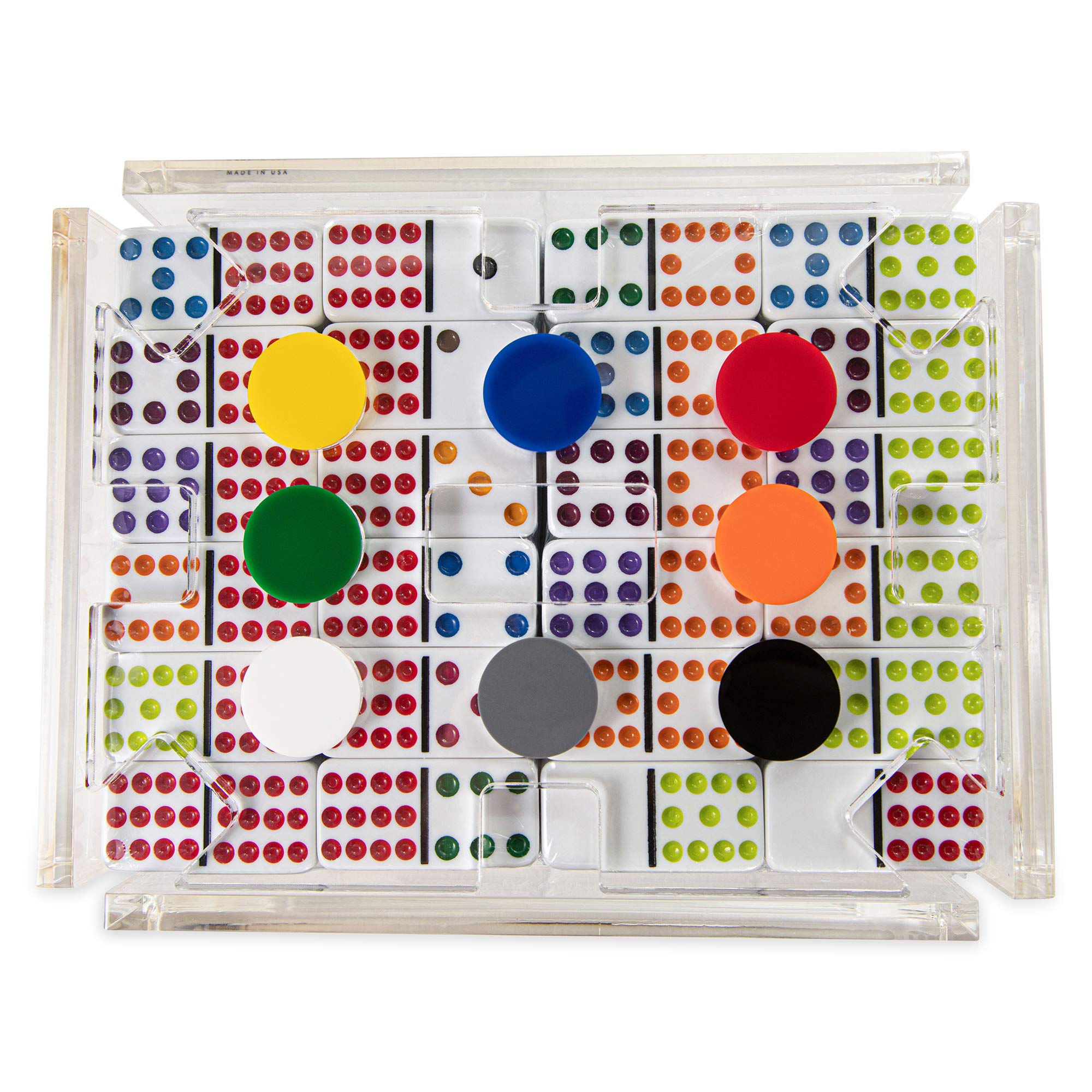 Premium Acrylic Mexican Train Dominoes Set - Double 12 Dominoes for Adults, Modern & Luxe Domino Game Set with Clear Tiles - Perfect for Family Game Nights, Parties & Strategy Game Lovers