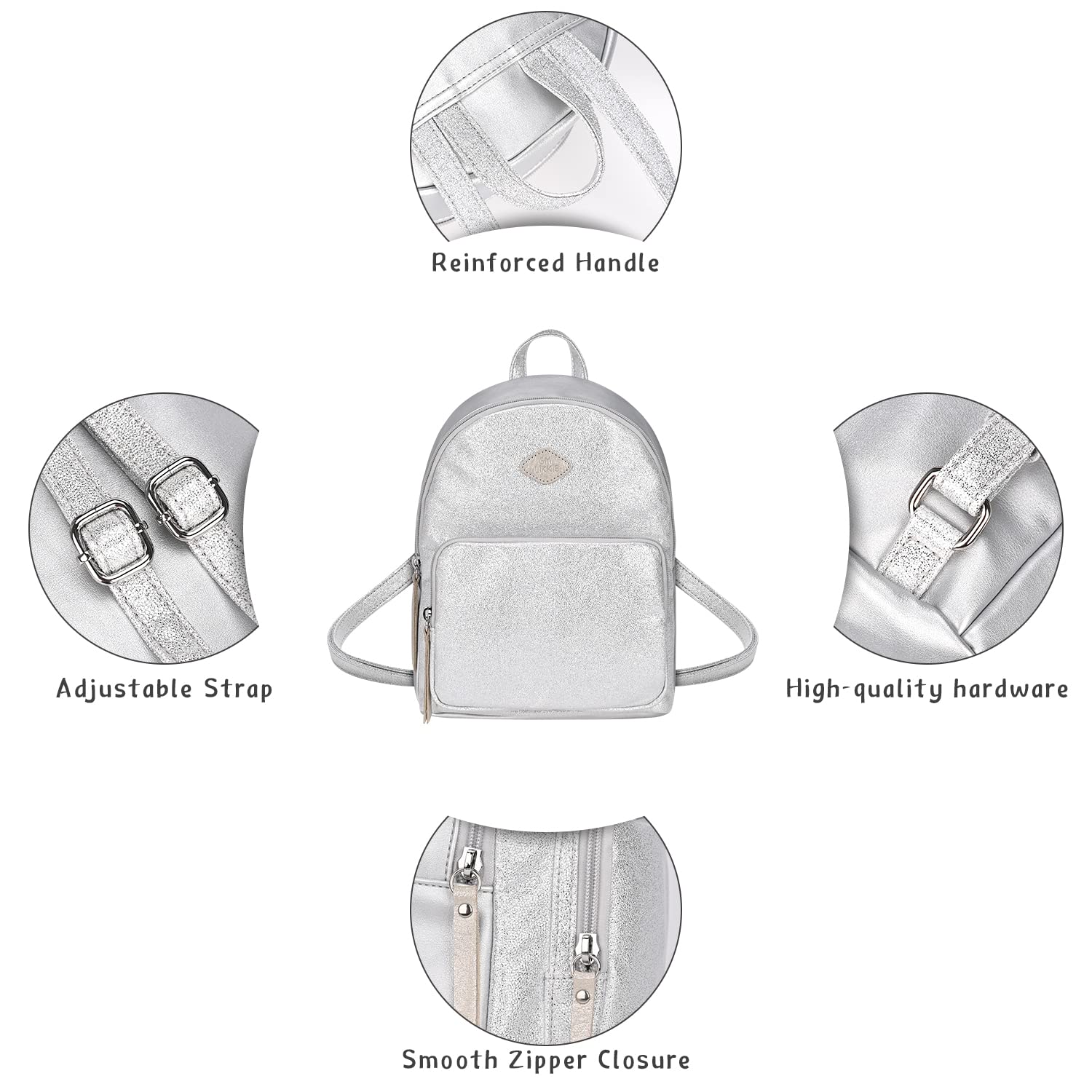 Sparkly GM LIKKIE Glitter Sequin Mini Backpack for Women - Silver Small Fashion Backpack for Parties, Concerts & Night Out Accessories