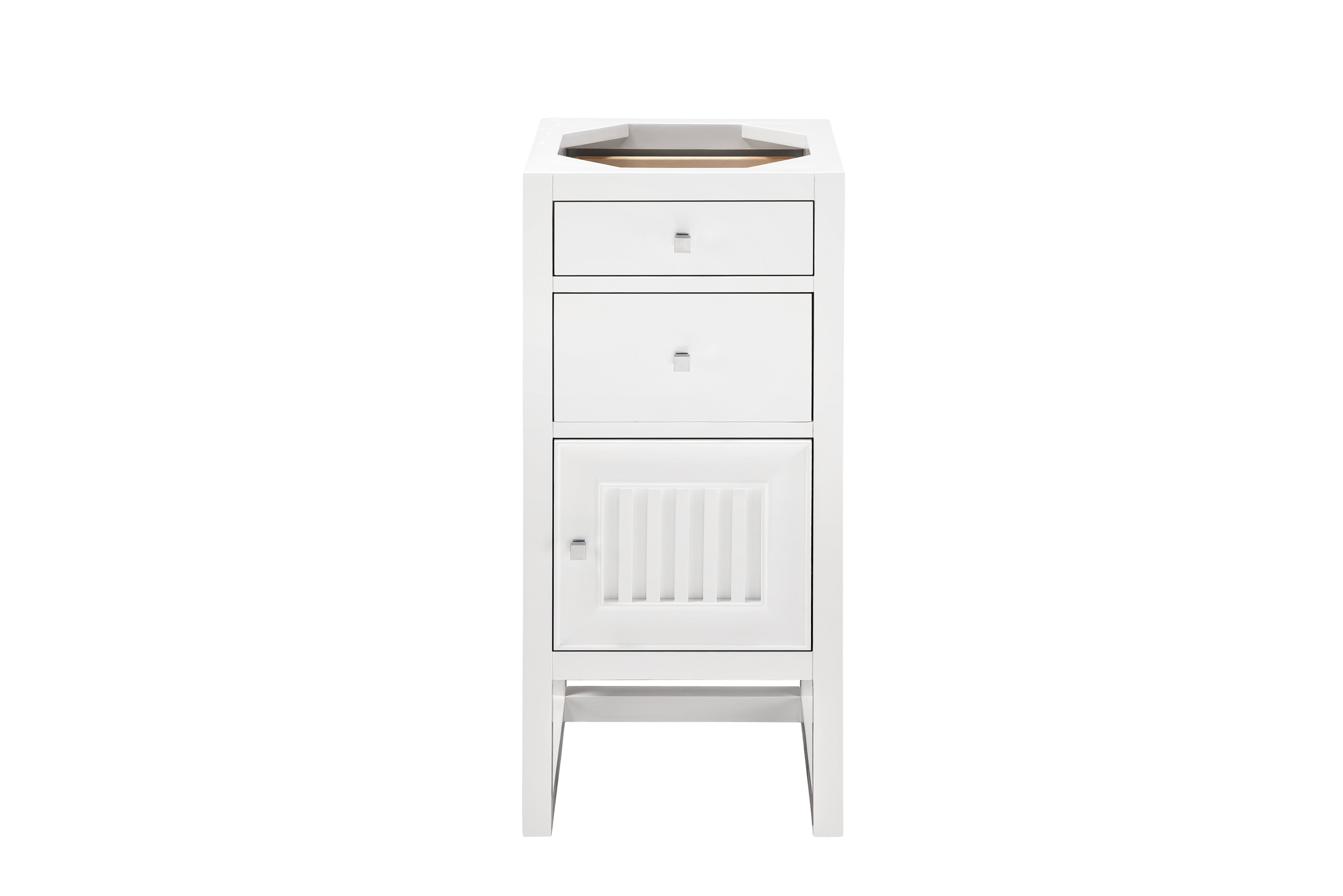 Athens 15-Inch Glossy White Storage Cabinet with Drawers & Door - Perfect for Bedroom, Bathroom, or Office Organization