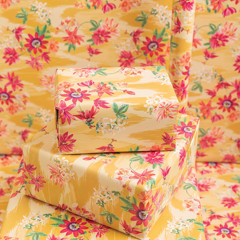 Flower Fully Yours Ikat Wrapping Paper Set - 20 or 40 Sheets for Gift Wrapping, Party Decorations & Craft Projects