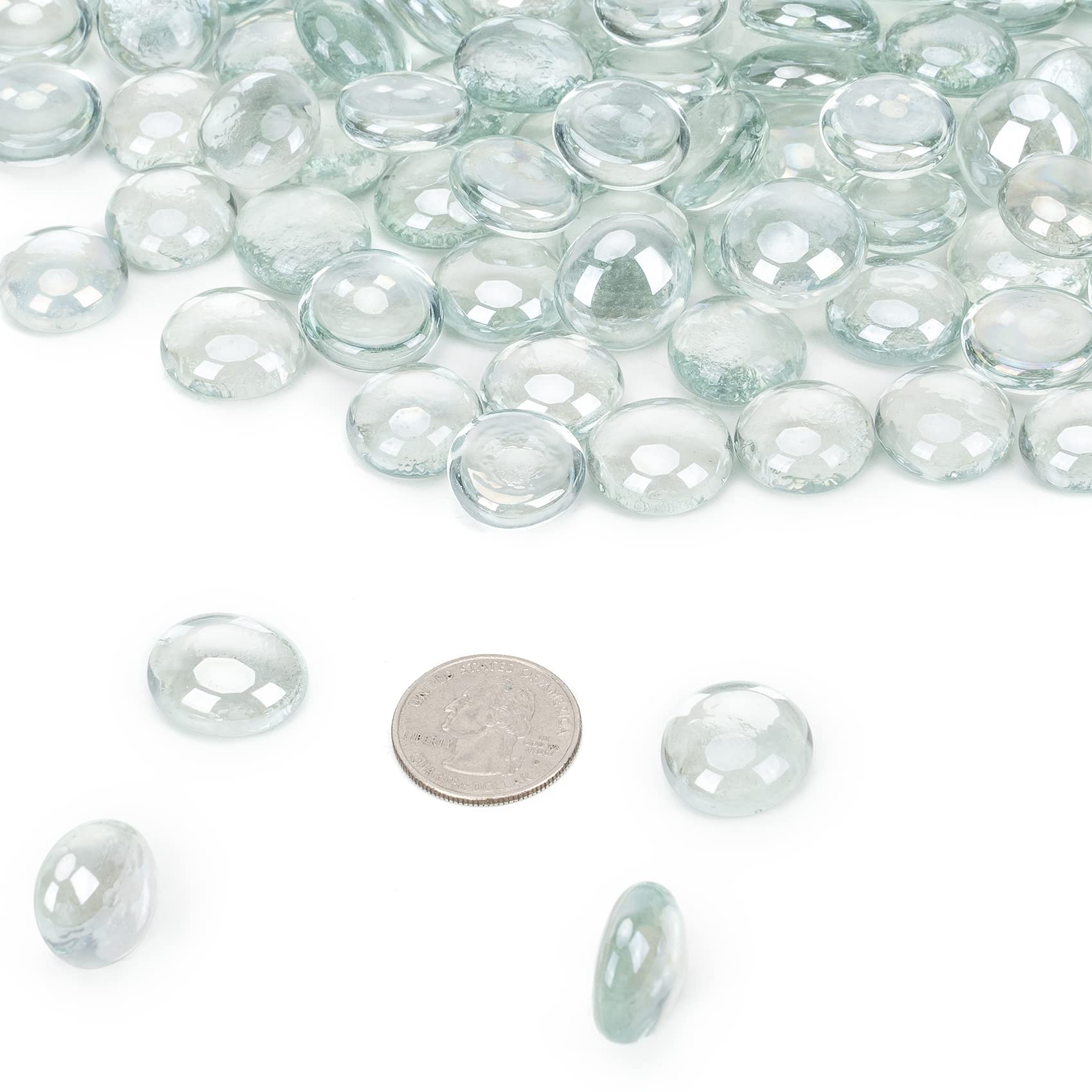 Mr. Fireglass 10 Pound Fire Glass Beads - 1/2 Inch Reflective Round Fire Glass for Fireplace, Fire Pit & Landscaping - High Luster Crystal Ice Glass for Outdoor & Indoor Decoration - Perfect for Patio, Garden, and Backyard Ambiance