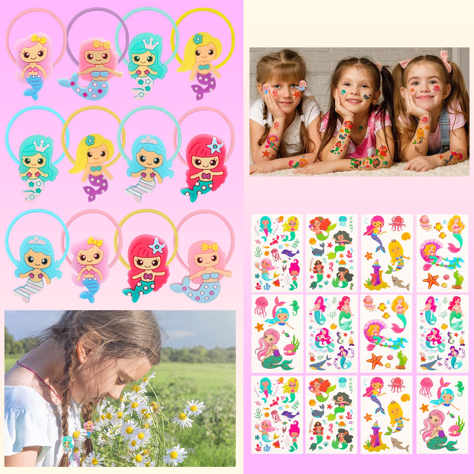 Mermaid Party Favors - Mermaid Themed Keychains, Slap Bracelets & Goodie Bag Fillers for Birthday Parties | Perfect for Mermaid Themed Decorations, Pool Parties & Underwater Fantasy Events