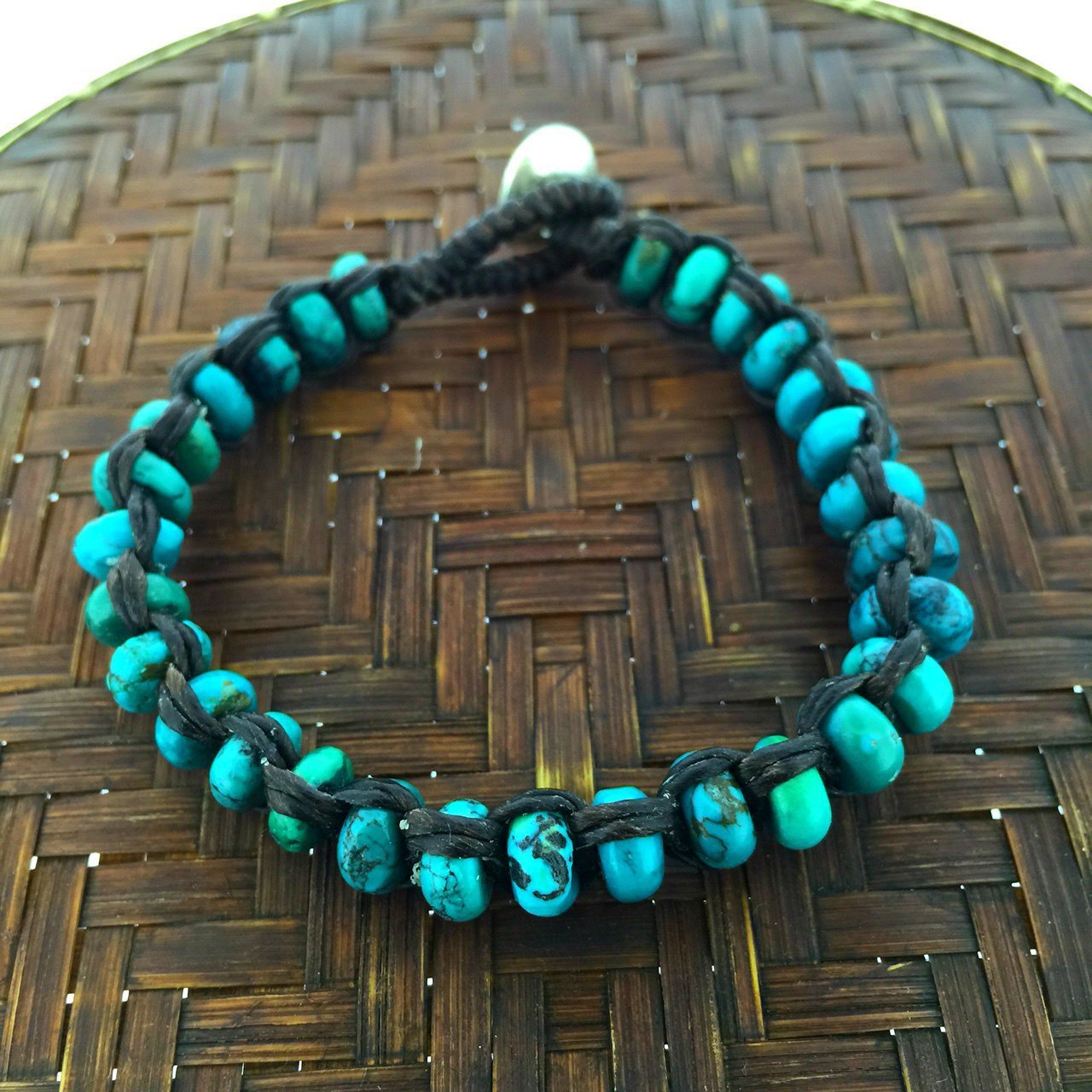 Handmade Turquoise Disk Bracelet for Women - Boho Chic Beaded Jewelry Gift for Her - Perfect for Casual Wear, Festivals & Layering