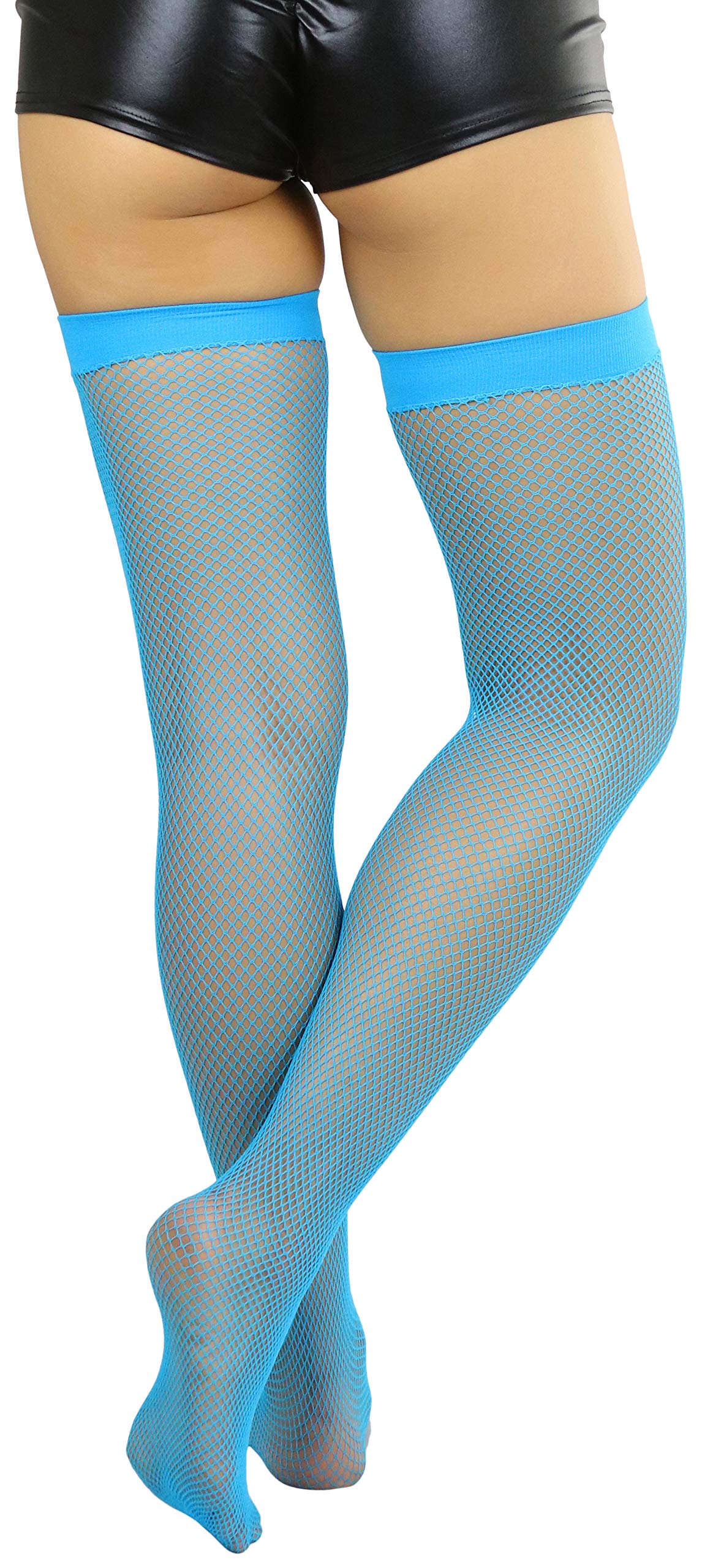 ToBeInStyle Women's Fishnet Thigh High Stockings - Sexy Sheer Bright & Vibrant Tights for Cosplay, Halloween, Dance & Night Out