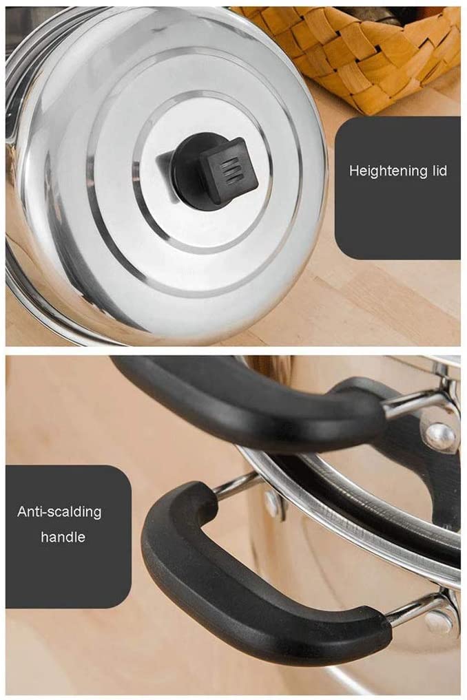 Large Commercial Stainless Steel Steamer - Double & 4-Layer Soup Pot for Gas & Induction Stoves (30cm) - Perfect for Restaurants, Catering & Home Cooking