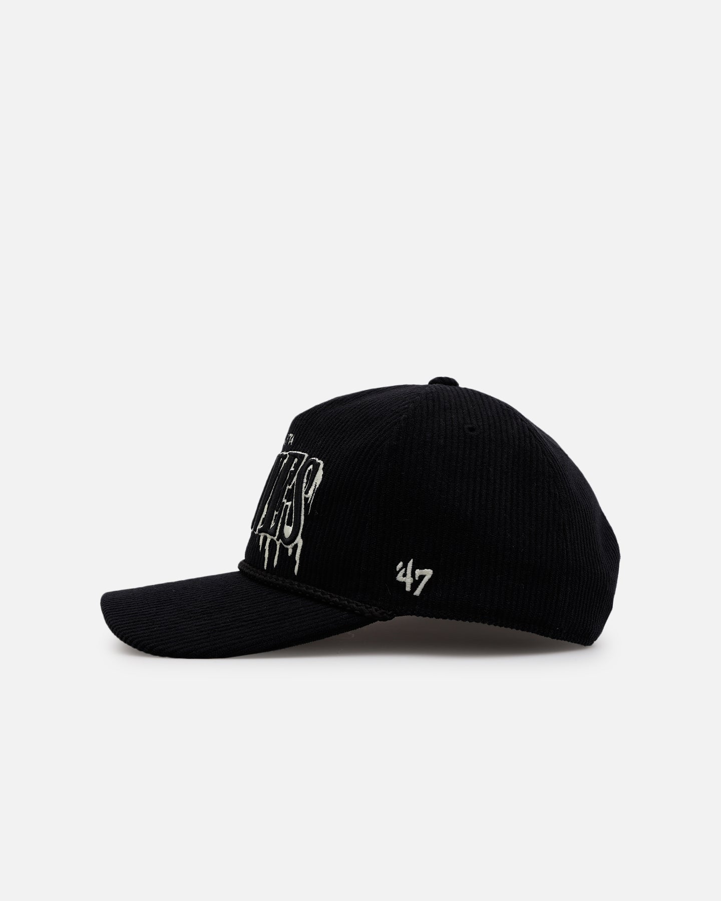 47 Brand Atlanta Braves 'Slasher' 47 Hitch Corduroy Snapback Black Hat - Official MLB Baseball Cap for Men & Women - Perfect for Sports Games, Casual Wear & Braves Fan Collection