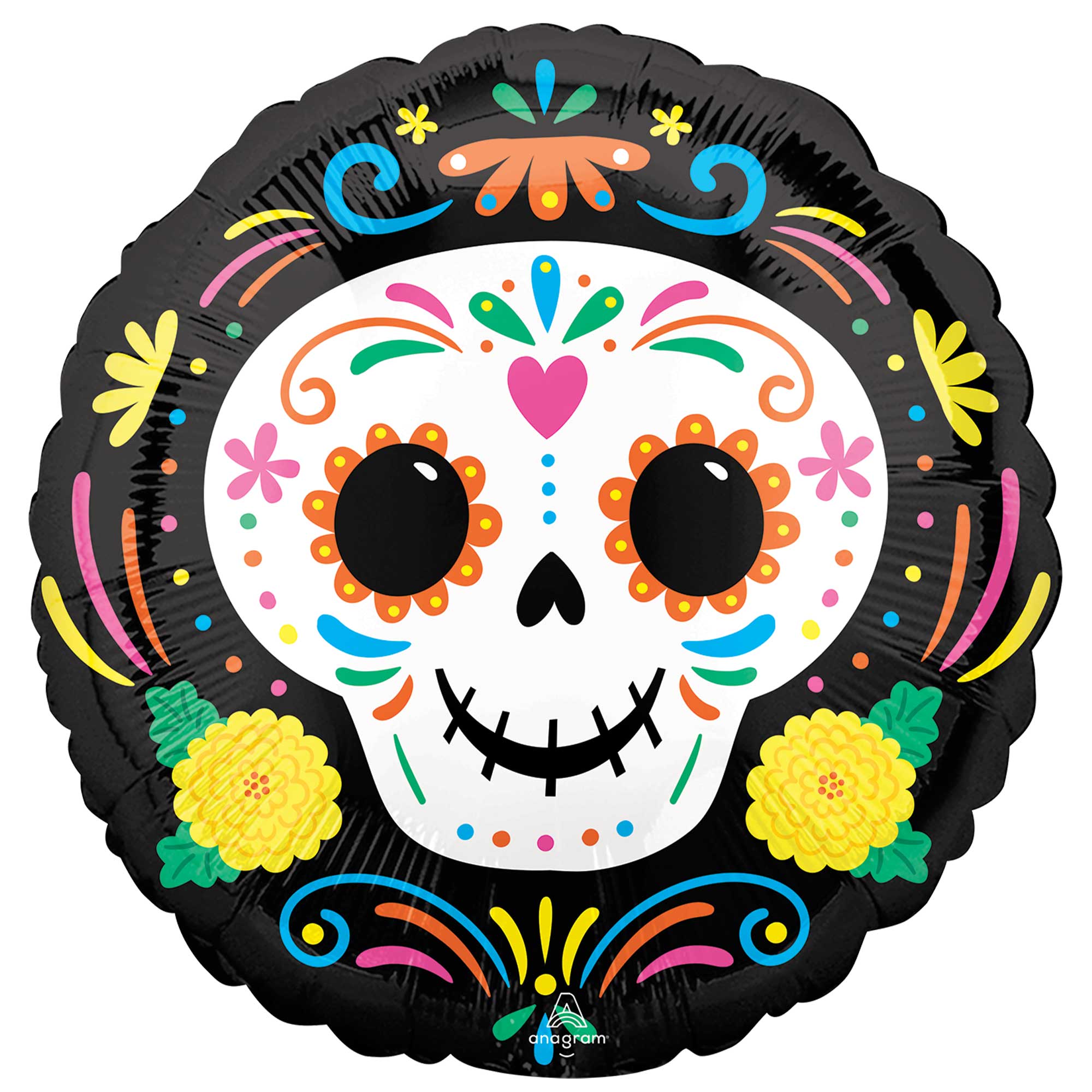 45cm Day of the Dead Skull Balloon - Mexican Sugar Skull Party Decorations for Halloween, Dia de los Muertos Celebrations & Themed Parties