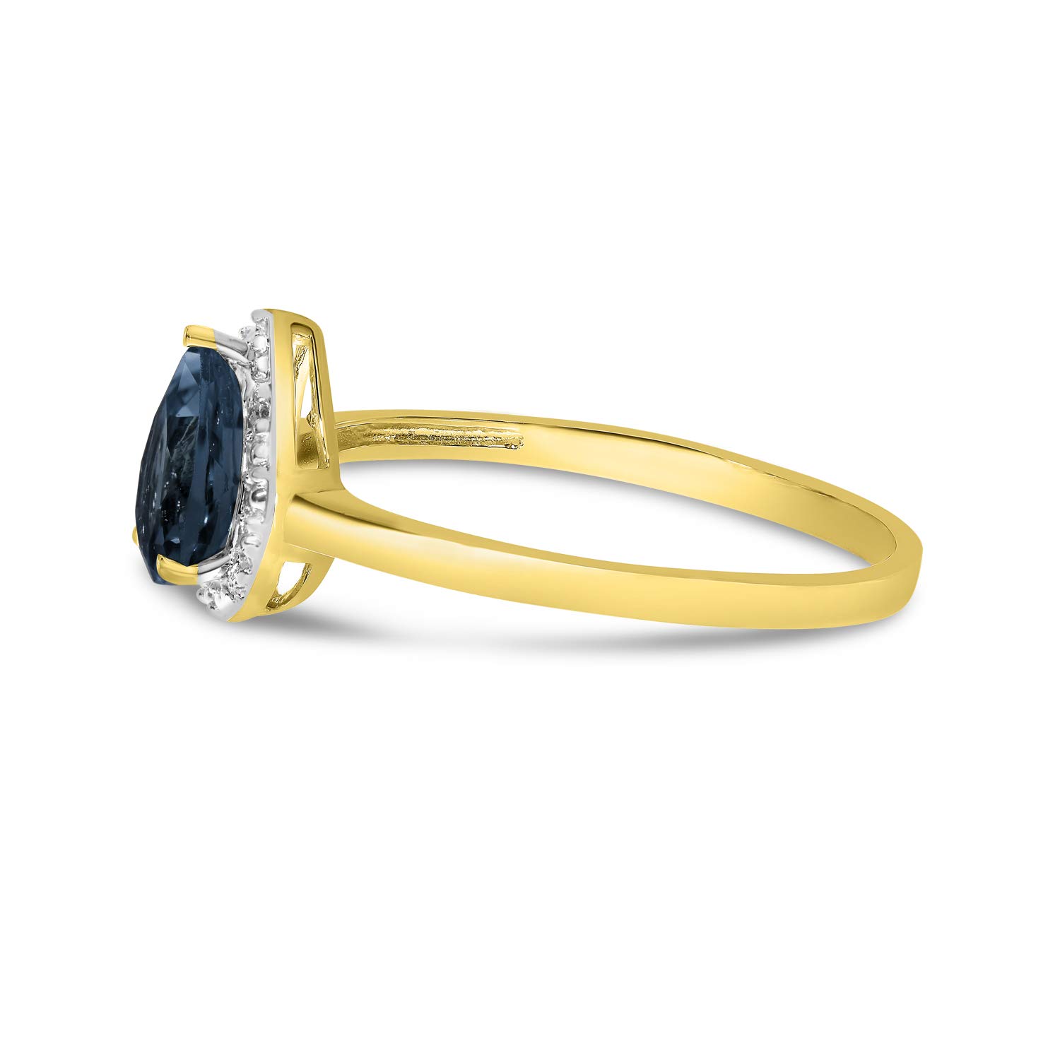 14K Yellow Gold Pear Sapphire and Diamond Ring - Elegant Engagement & Wedding Jewelry for Women