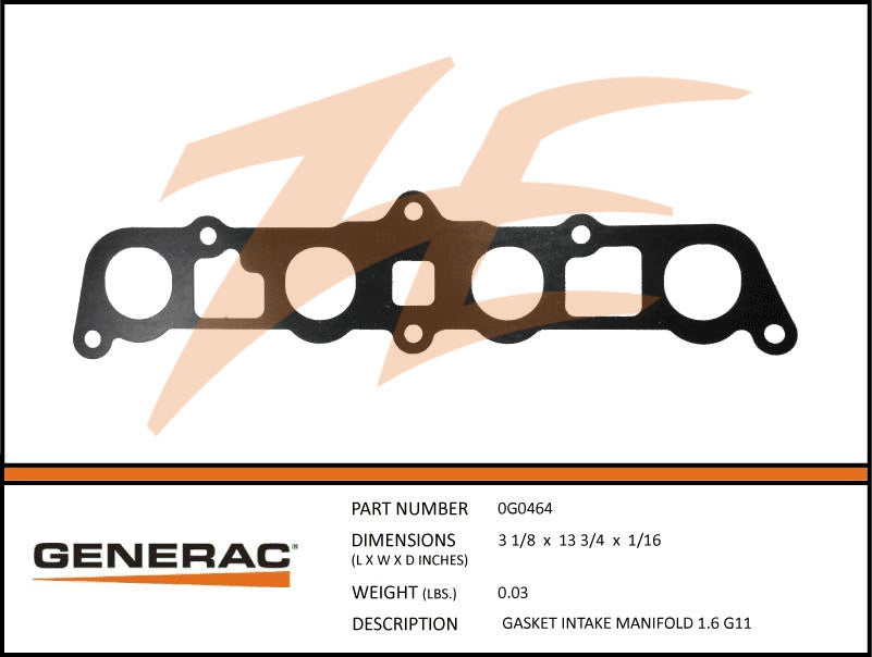 Generac 0G0464 Intake Manifold Gasket Replacement for 1.6L Engines - Compatible with Generac Generators, Perfect for Home Backup Power & Emergency Repairs