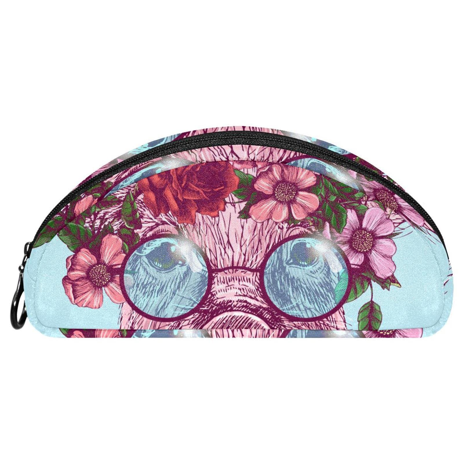 Cute Pig Pencil Case with Rose Wreath Design - Makeup Cosmetic Bag & Travel Organizer for School, Office, and Accessories Storage | Perfect for Students, Artists, and Travelers