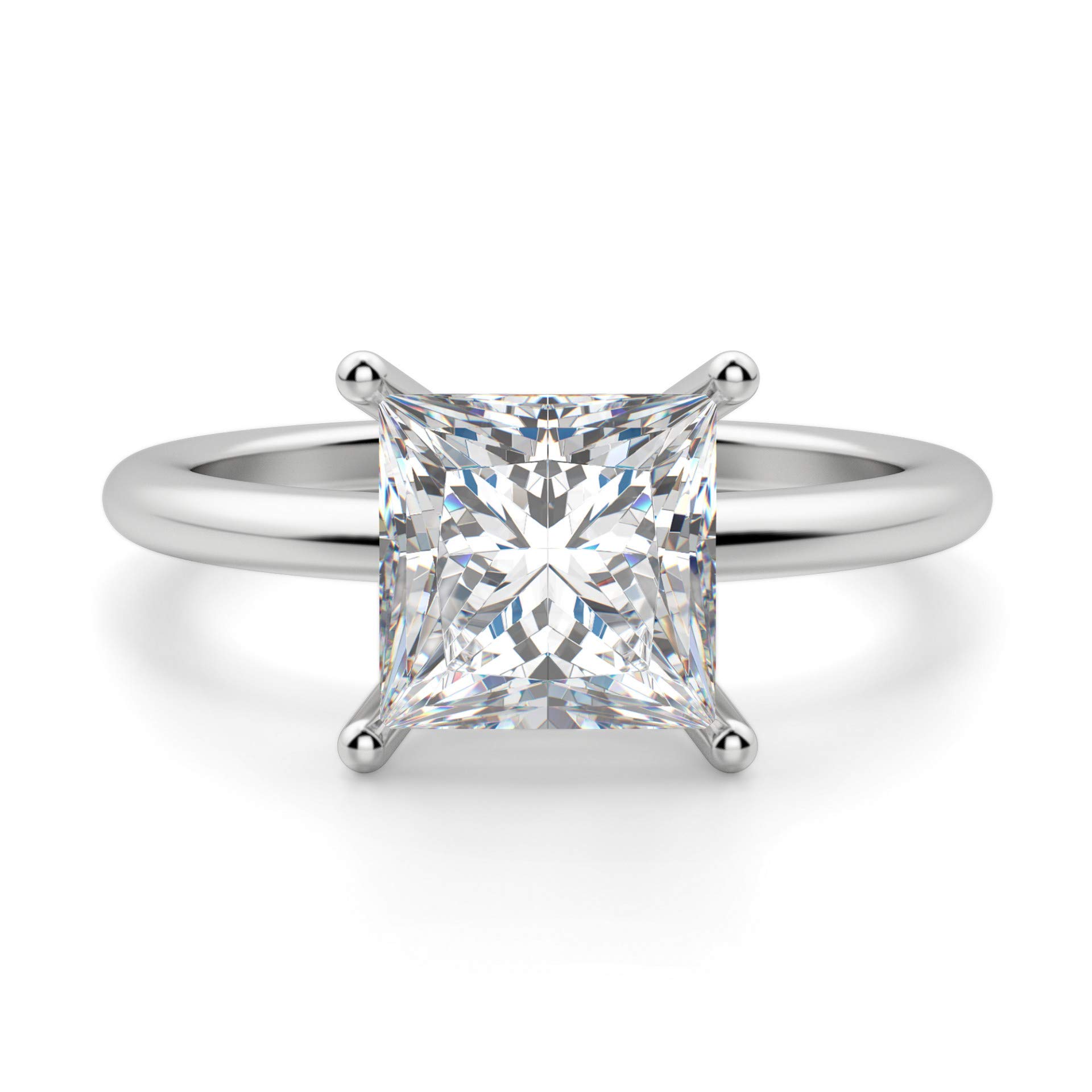 4CT Princess Cut VVS1 Moissanite Engagement Ring for Women - 925 Sterling Silver Halo Solitaire Wedding Ring Set | Bhumi Gems Classic Jewelry | Perfect for Proposals, Anniversaries & Special Occasions