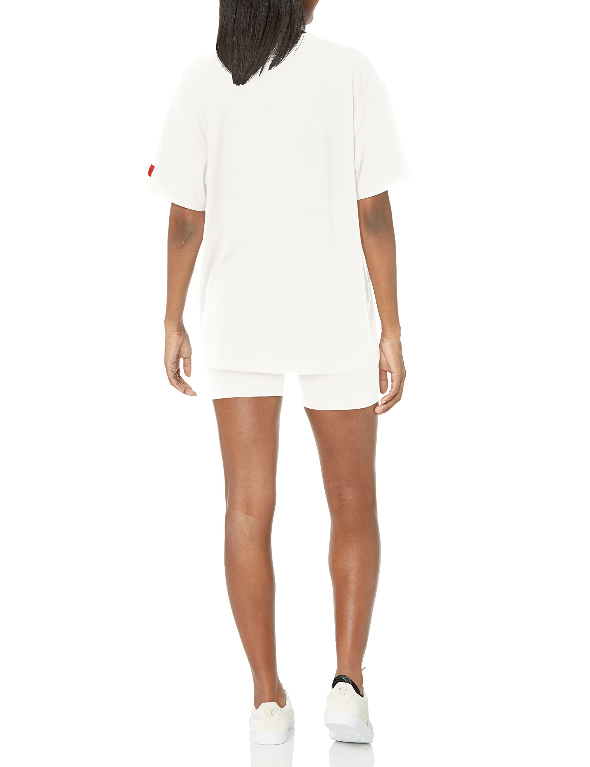 HUGO Women's Ribbed Oversized T-Shirt and Shorts Set - Comfortable Cotton Loungewear for Summer, Casual Outfits, Home Wear & Vacation Essentials