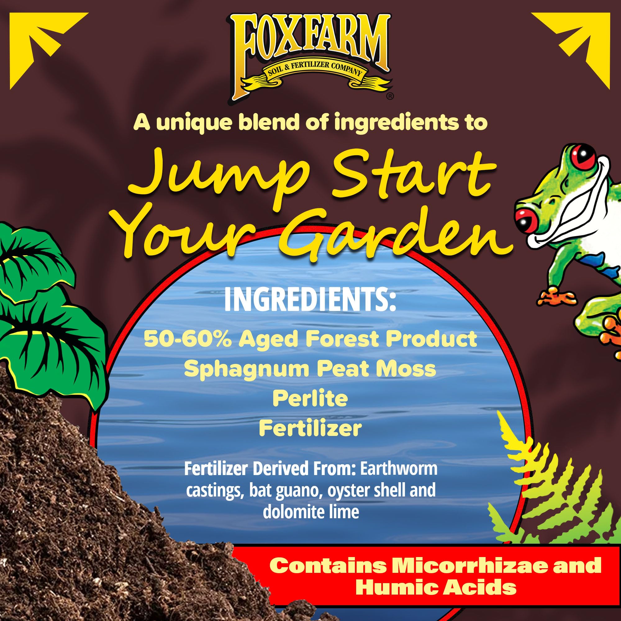FoxFarm Happy Frog Potting Soil 2 Cubic Feet - Organic Potting Mix for Indoor & Outdoor Plants, Enhances Root Growth with pH Balanced Formula - Contains Mycorrhizae & Humic Acids - Perfect for Container Gardening, Houseplants, and Vegetable Gardens