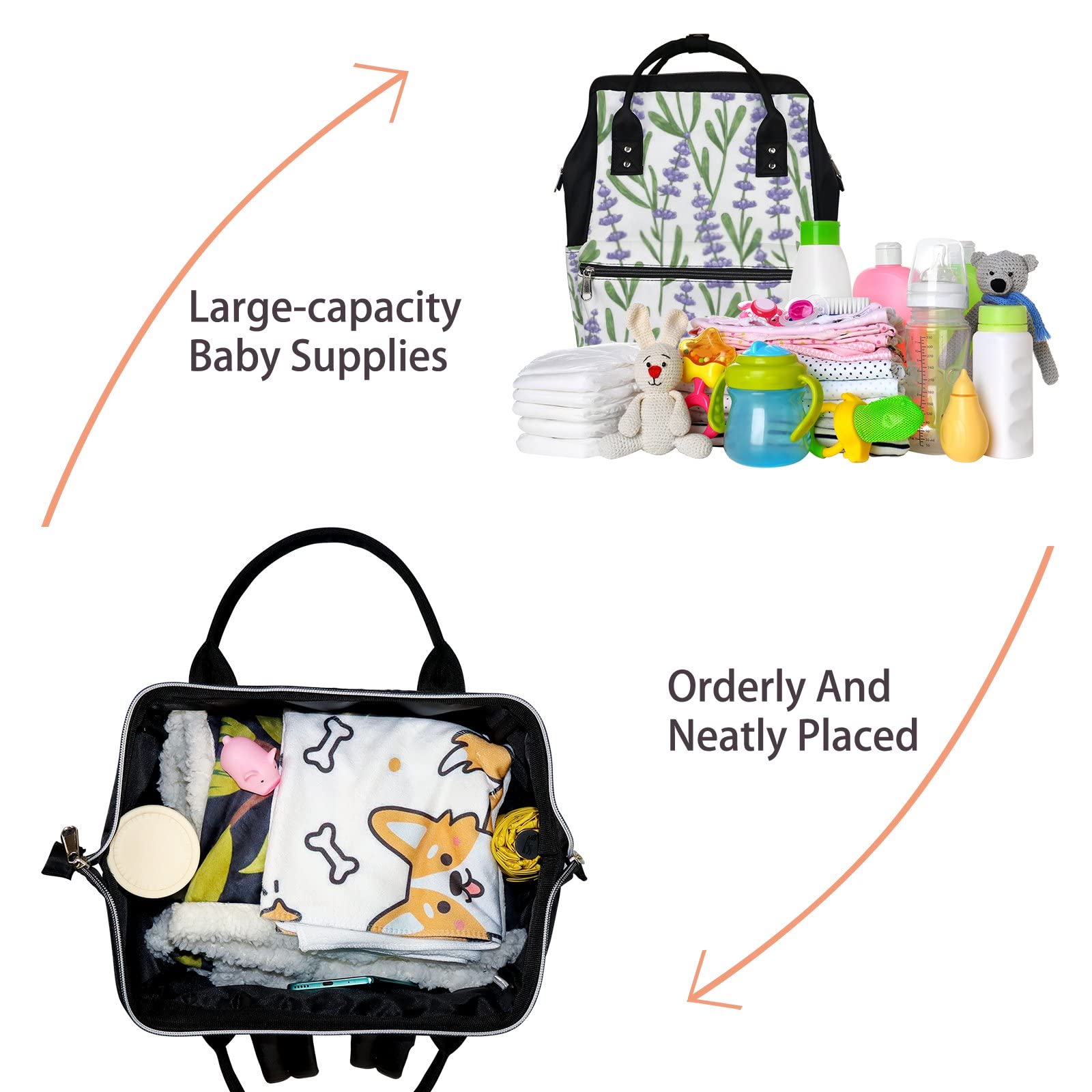 Vintage Waterproof Diaper Backpack - Large Capacity Travel Bag for Baby & Laptop | Purple Lavender Design for Women & Men