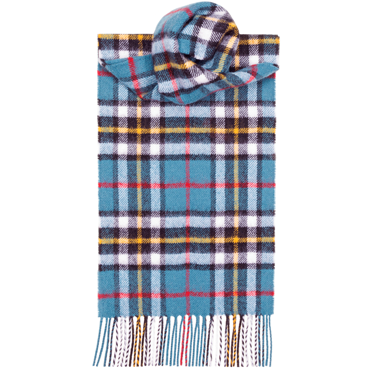 Thompson Blue Tartan Scarf - Premium Wool Plaid Wrap for Men & Women - Perfect for Winter, Fall Fashion & Outdoor Activities
