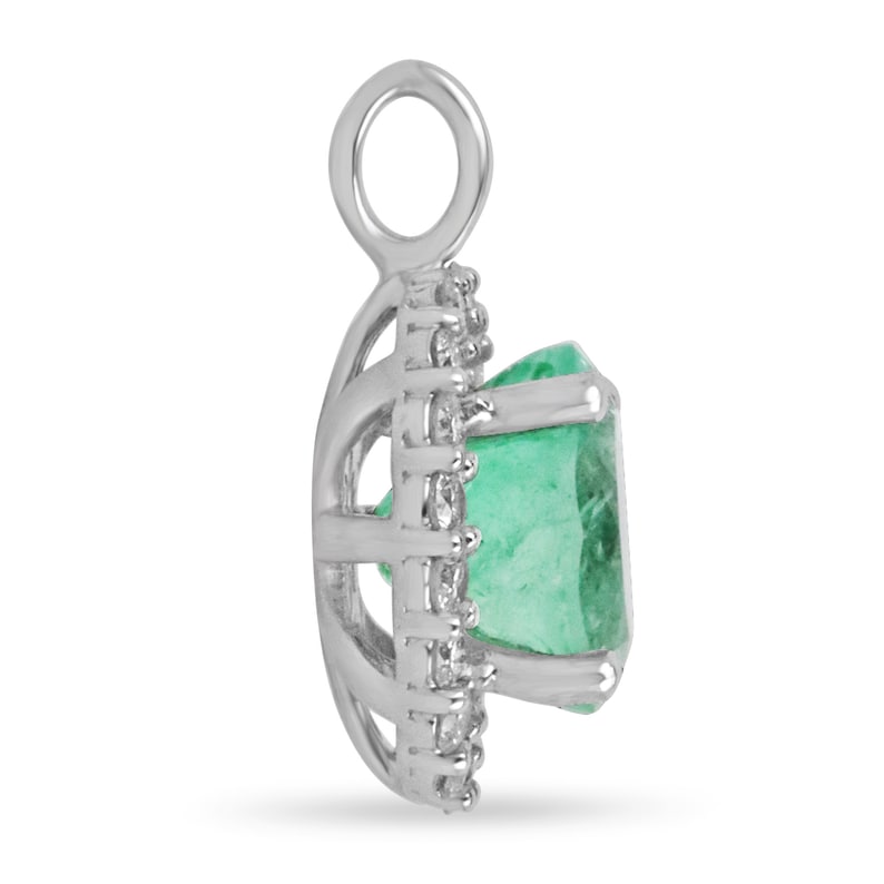 3.25tcw 14K Gold Oval Cut Emerald and Diamond Halo Pendant Necklace - Elegant Spring Green Gemstone Jewelry for Women, Perfect for Weddings, Anniversaries, and Special Occasions