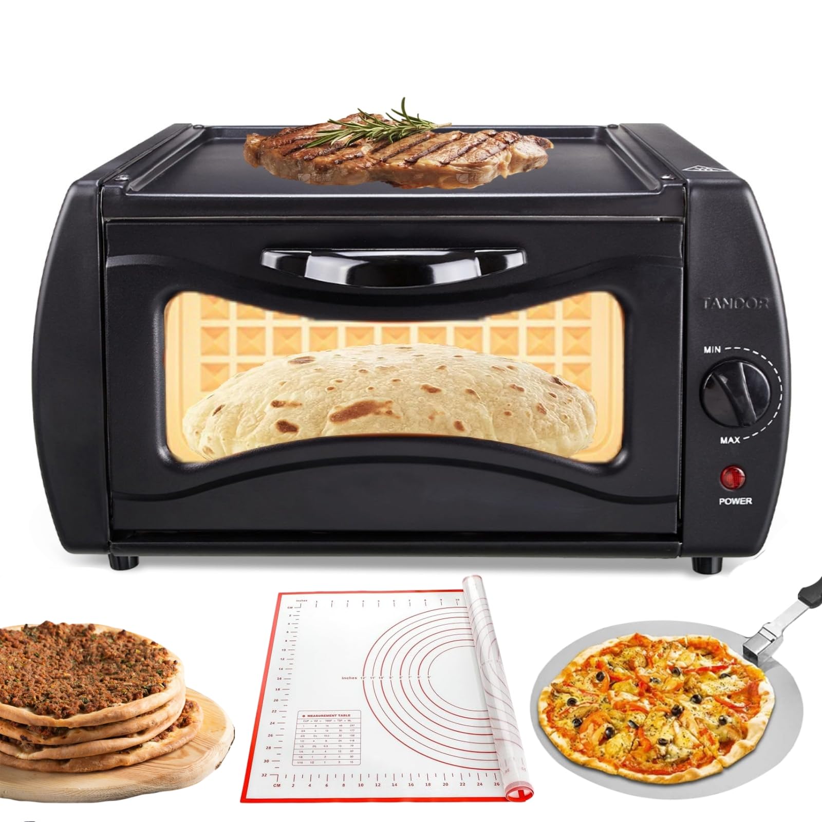 Electric Tandoor Oven for Chapati, Roti, Naan & Pizza - 15L Countertop Bread & Pizza Maker with Dual-Function Baking & Frying (122°F-752°F) - Perfect for Home Kitchens, Restaurants & Outdoor Cooking