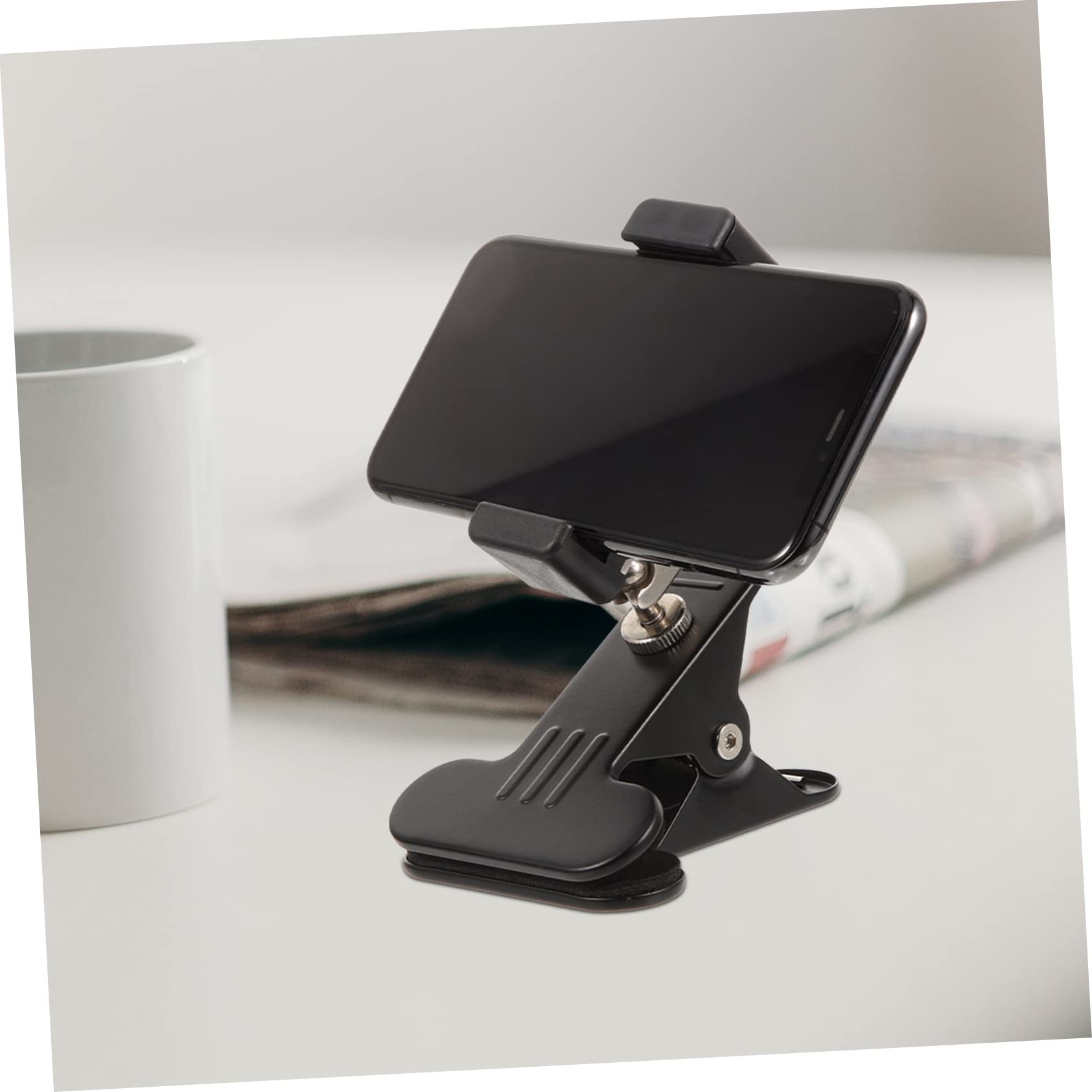 Mikinona Portable Phone Stand with Strong Clamp - Adjustable Phone Holder for Desk, Home & Office - Perfect for Video Calls, Watching Movies & Hands-Free Browsing