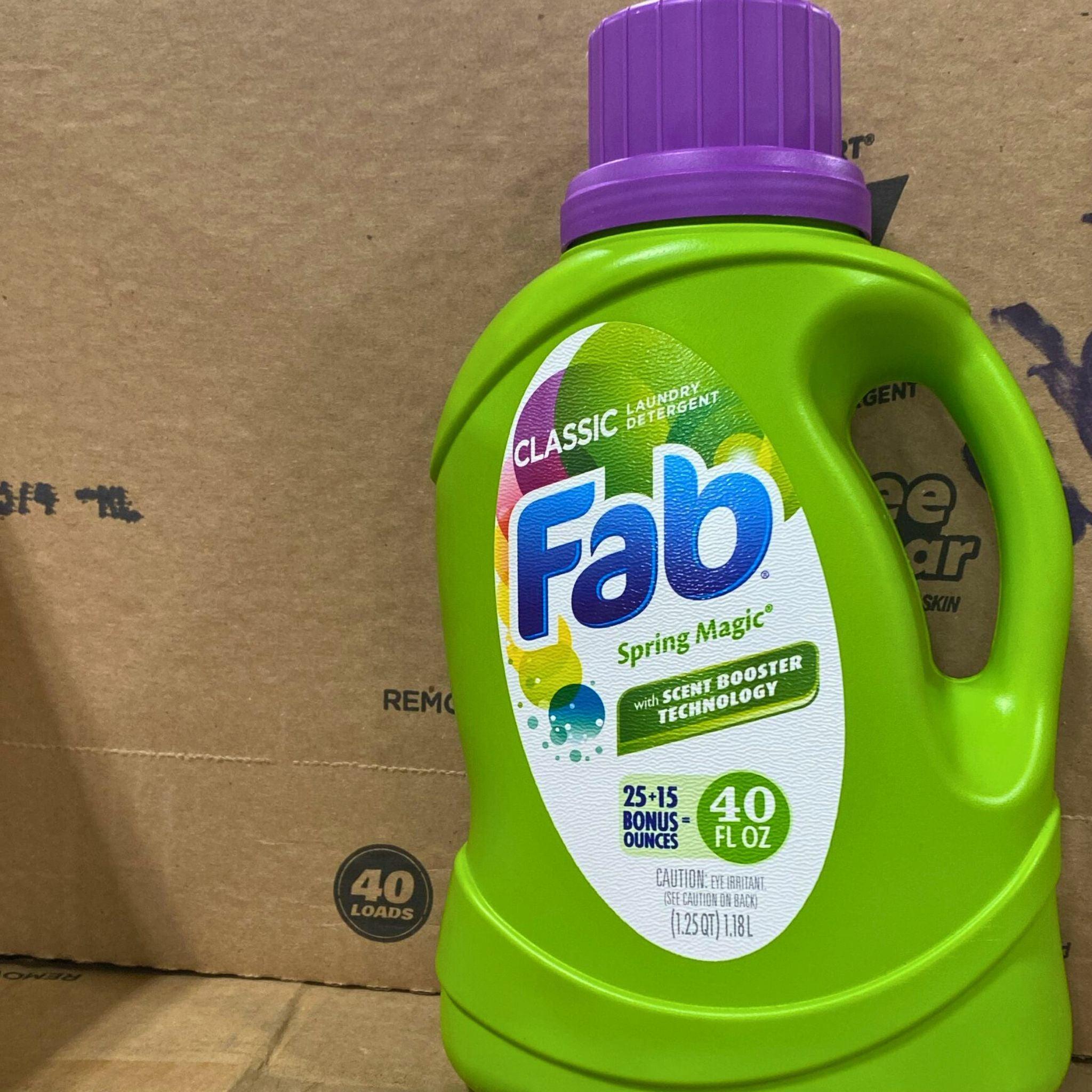 FAB Laundry Detergent 40OZ (9 Pack) - High Efficiency Liquid Laundry Soap for All Machines, Perfect for Large Families & Bulk Laundry Needs