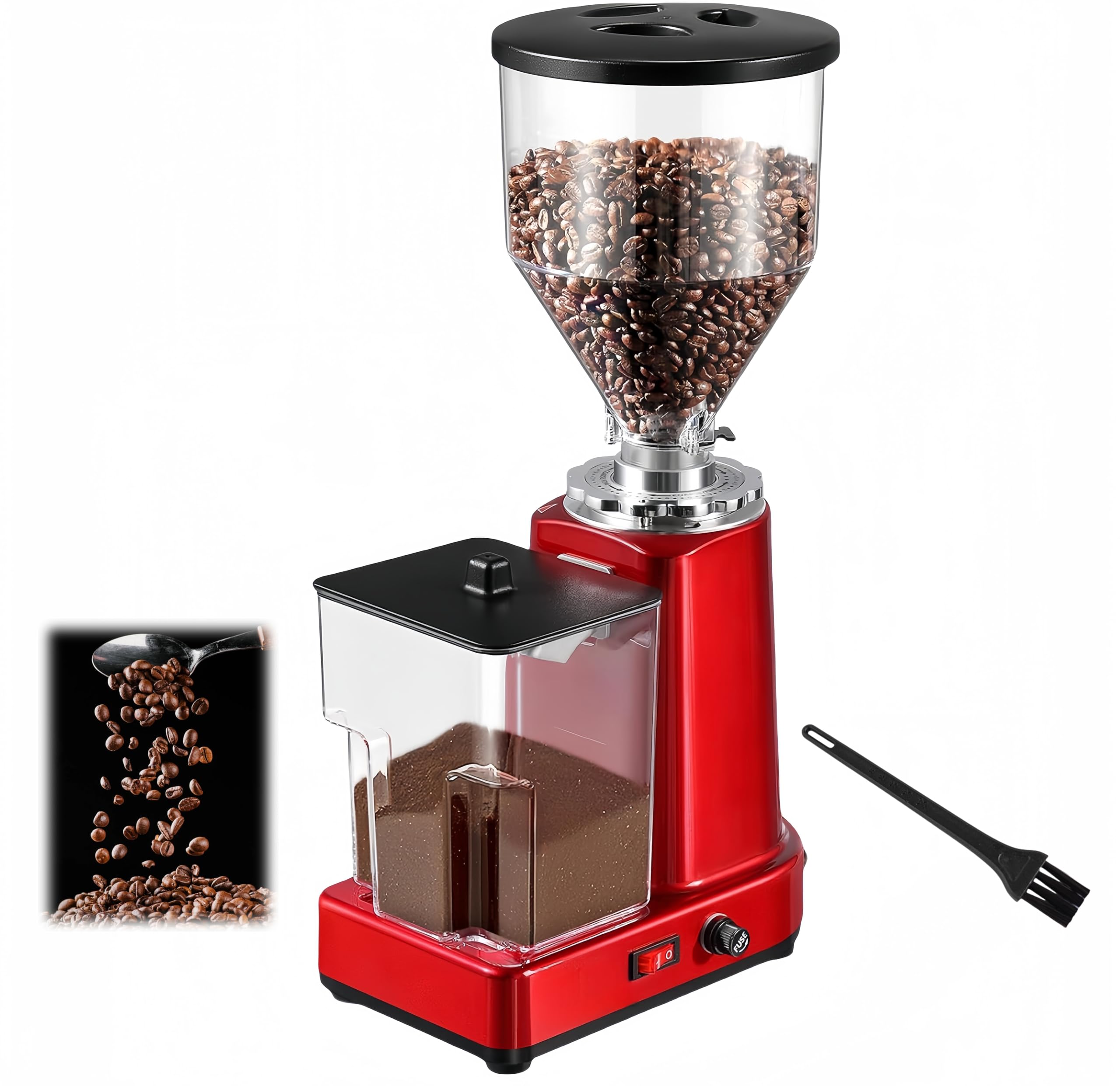 Premium Electric Coffee Bean Grinder - 35oz Large Capacity Flat Burr Mill with 19 Adjustable Grind Settings for Espresso, French Press & Drip Coffee (Red) - Perfect for Home Baristas & Coffee Shops - Mixizap