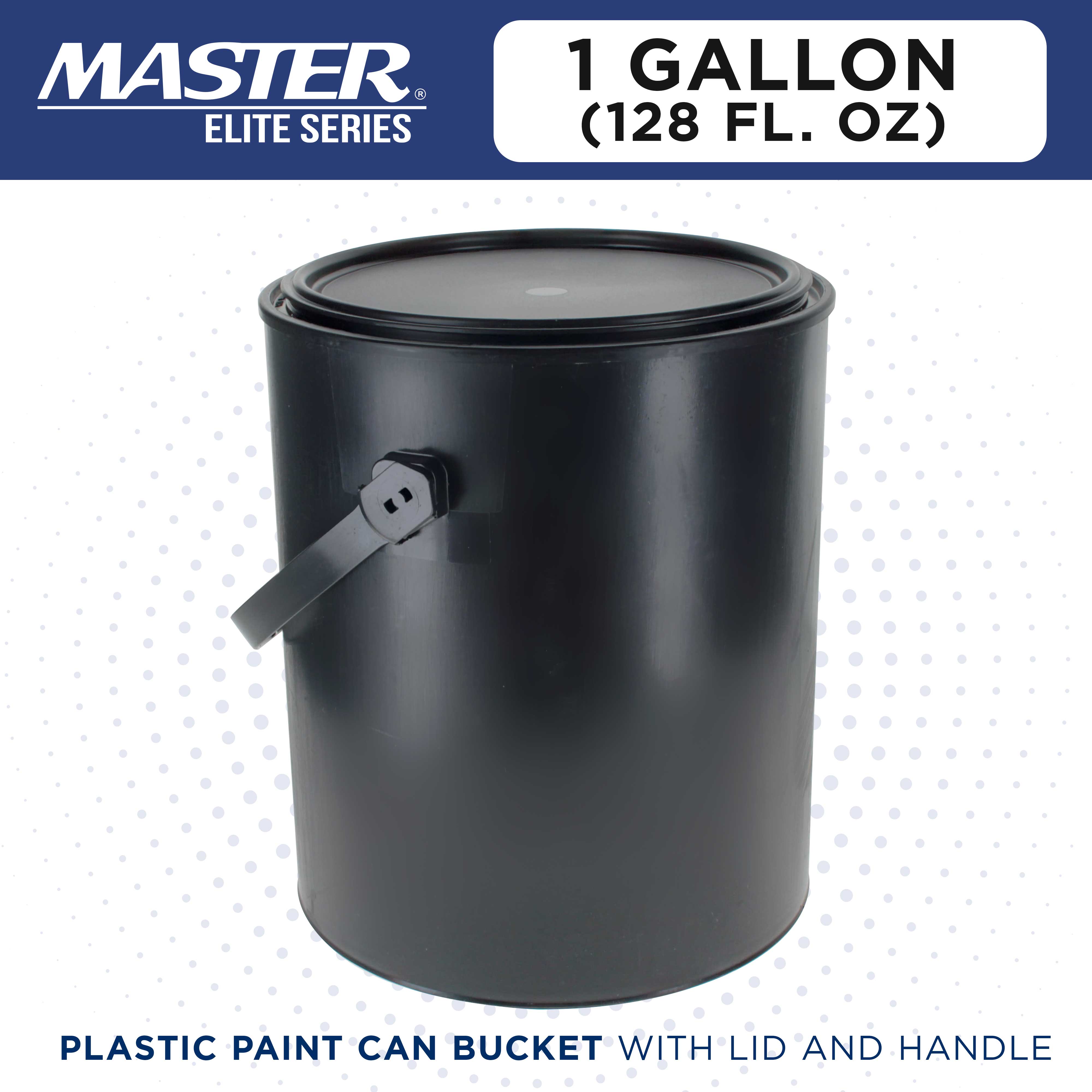 Master Elite 1 Gallon Empty Plastic Paint Can Bucket with Triple Lock Airtight Lid - 128 fl oz All Plastic Coating Storage Container with Pail Handle, Rust Proof - Perfect for Paint Storage, DIY Projects, and Home Improvement