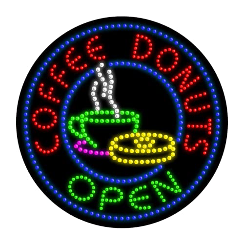 LED Coffee Donuts Sign #21315 - Retro Diner Style Neon Light for Cafe, Bakery, and Home Decor
