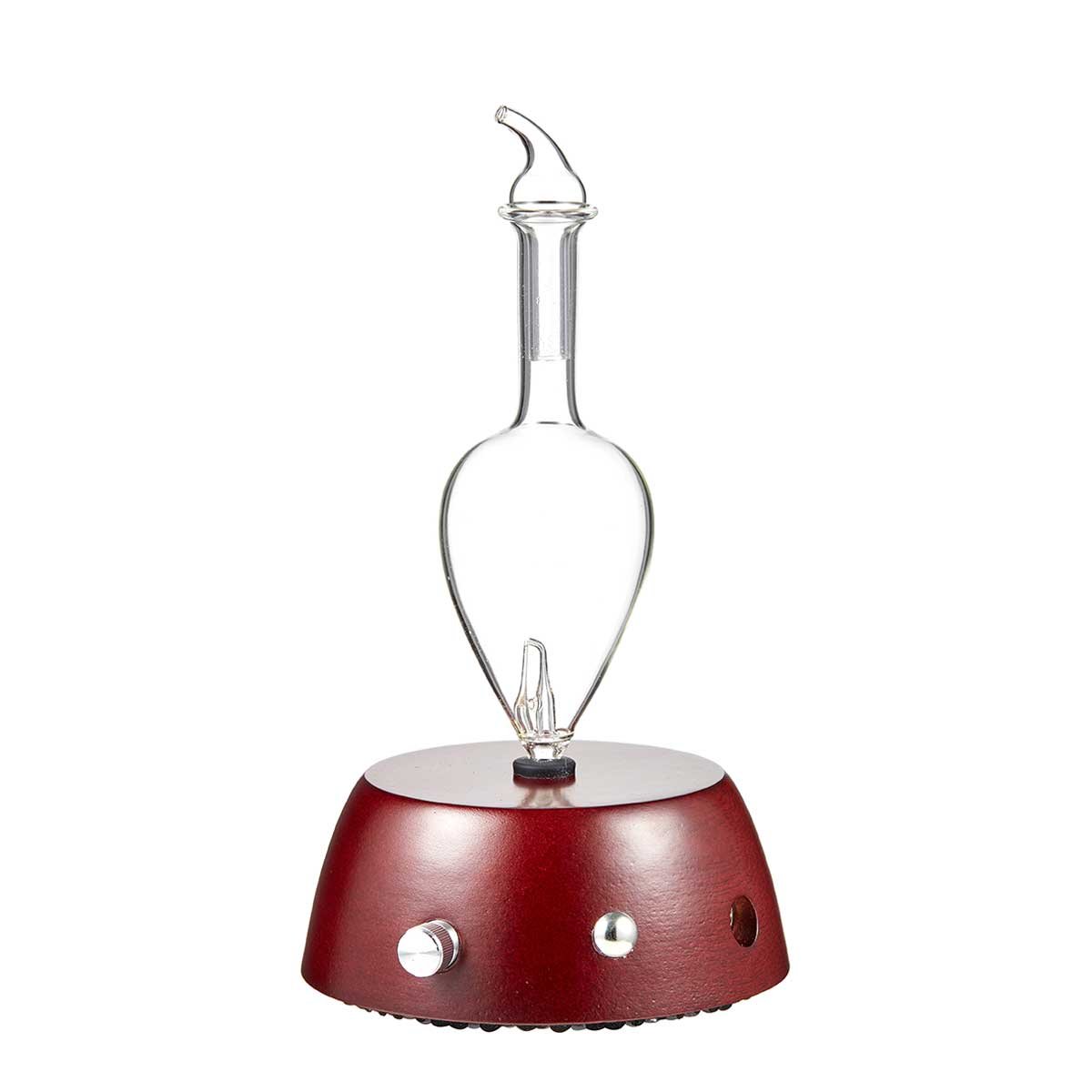 Premium Aromatherapy Essential Oil Diffuser with Dark Wood Base & Glass Top - Ultrasonic Nebulizing for Home, Office, Spa & Yoga Studio Relaxation
