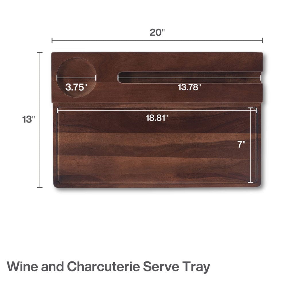 Premium Wooden Serving Tray for Wine & Charcuterie - Elegant Cheese Board with Handle for Entertaining, Dinner Parties & Gifts