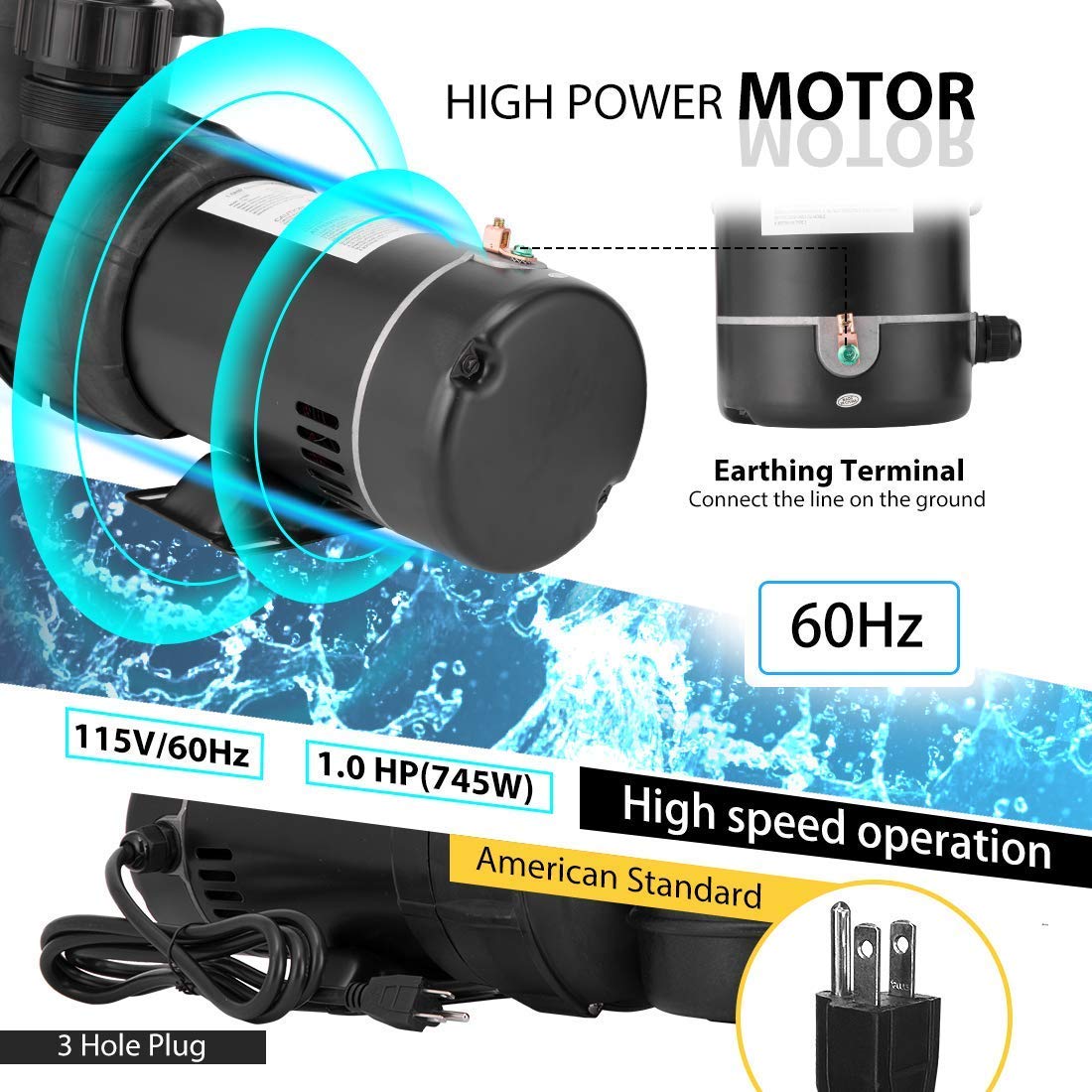 VIVOHOME Professional Automatic Pool Vacuum Cleaner with 1.0 HP Motor - Efficient Swimming Pool Cleaner for In-Ground & Above Ground Pools - Ideal for Home, Backyard, and Commercial Pool Maintenance
