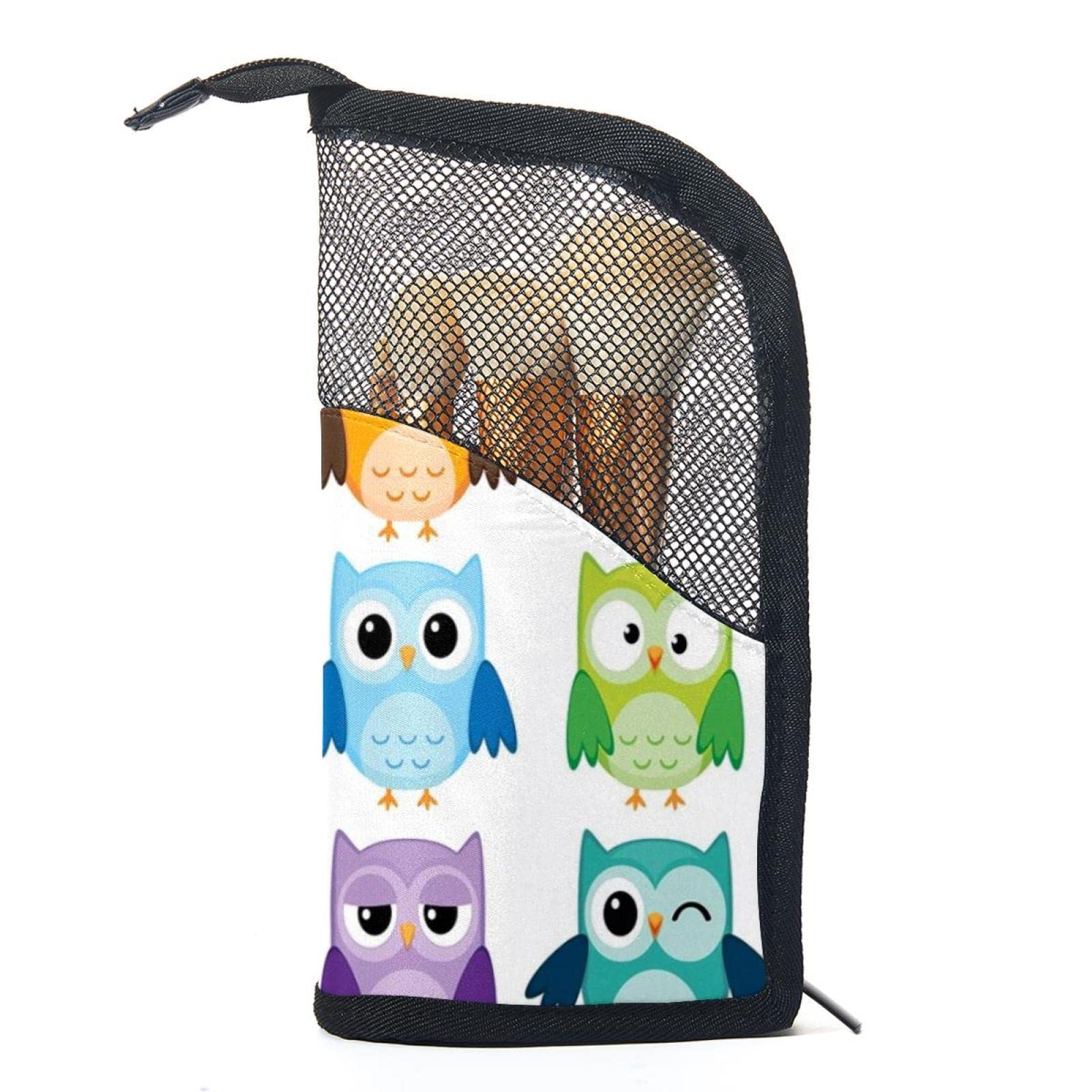 Portable Makeup Brush Organizer Bag with 12 Slots - Cute Owl Design Cosmetic Brush Holder Case for Travel & Home Storage | Perfect for Makeup Artists & Beauty Enthusiasts