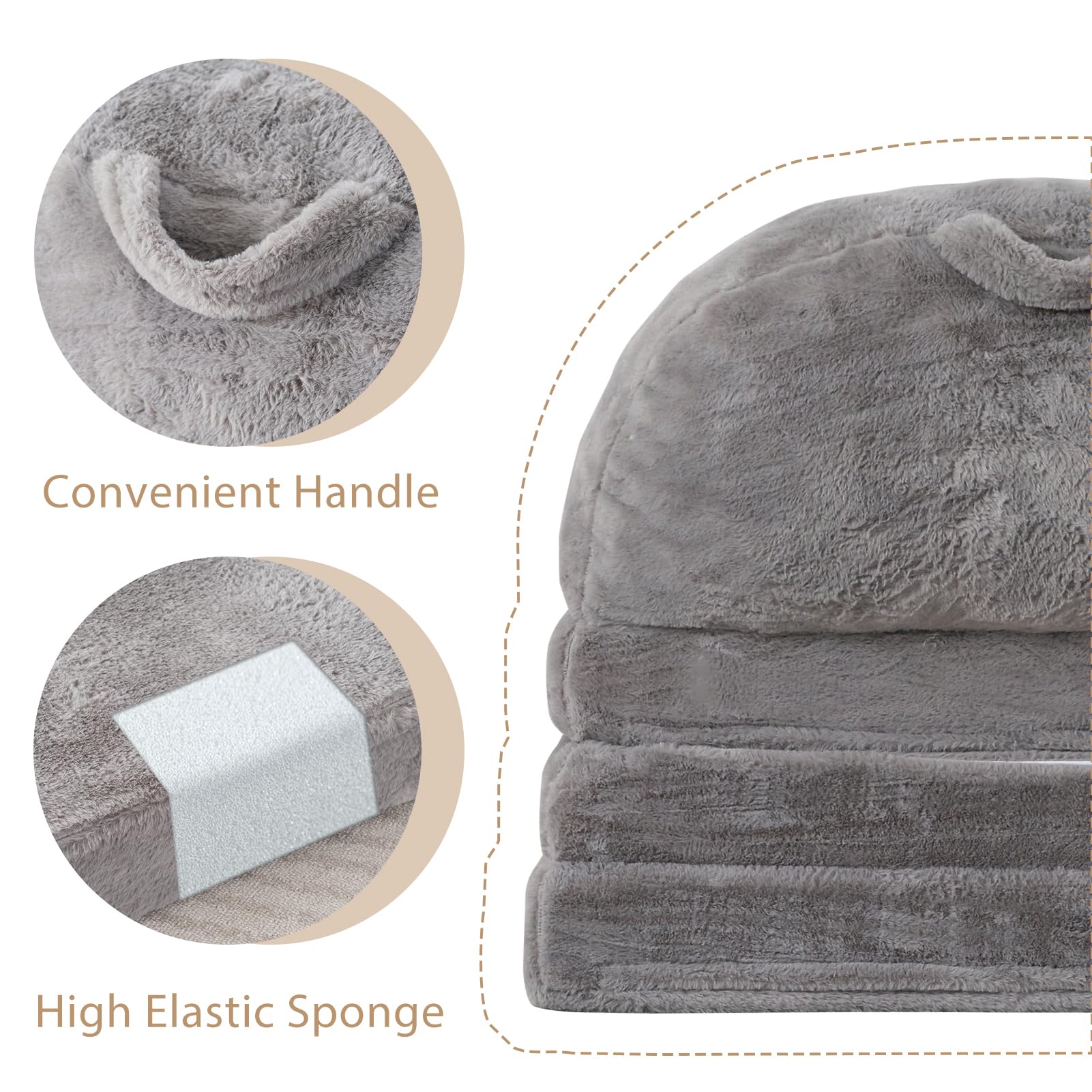MAXYOYO Convertible Bean Bag Chair to Sofa Bed for Adults - Foldable Floor Mattress & Sleeper, Grey - Perfect for Living Room, Bedroom, Dorm & Small Spaces