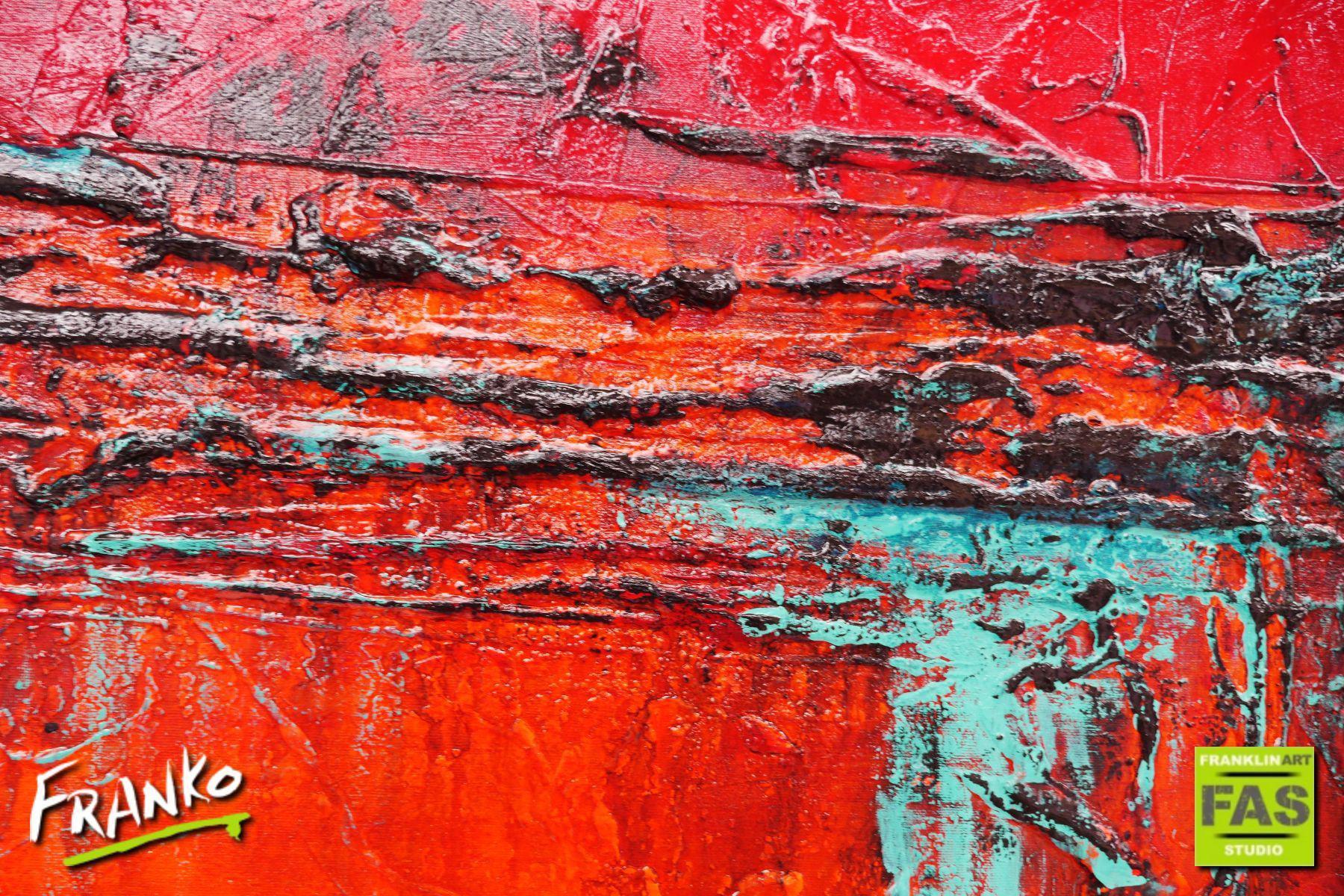 Red Jack Orange Bling 140cm x 100cm Abstract Canvas Art - Modern Home Decor for Living Room, Bedroom & Office Wall
