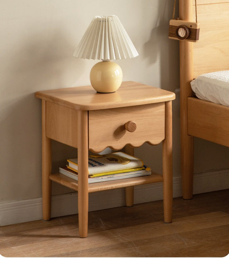 Solid Wood Nightstand - Beech or Oak Bedside Table for Bedroom, Modern & Rustic Home Decor, Durable & Stylish Furniture for Small Spaces