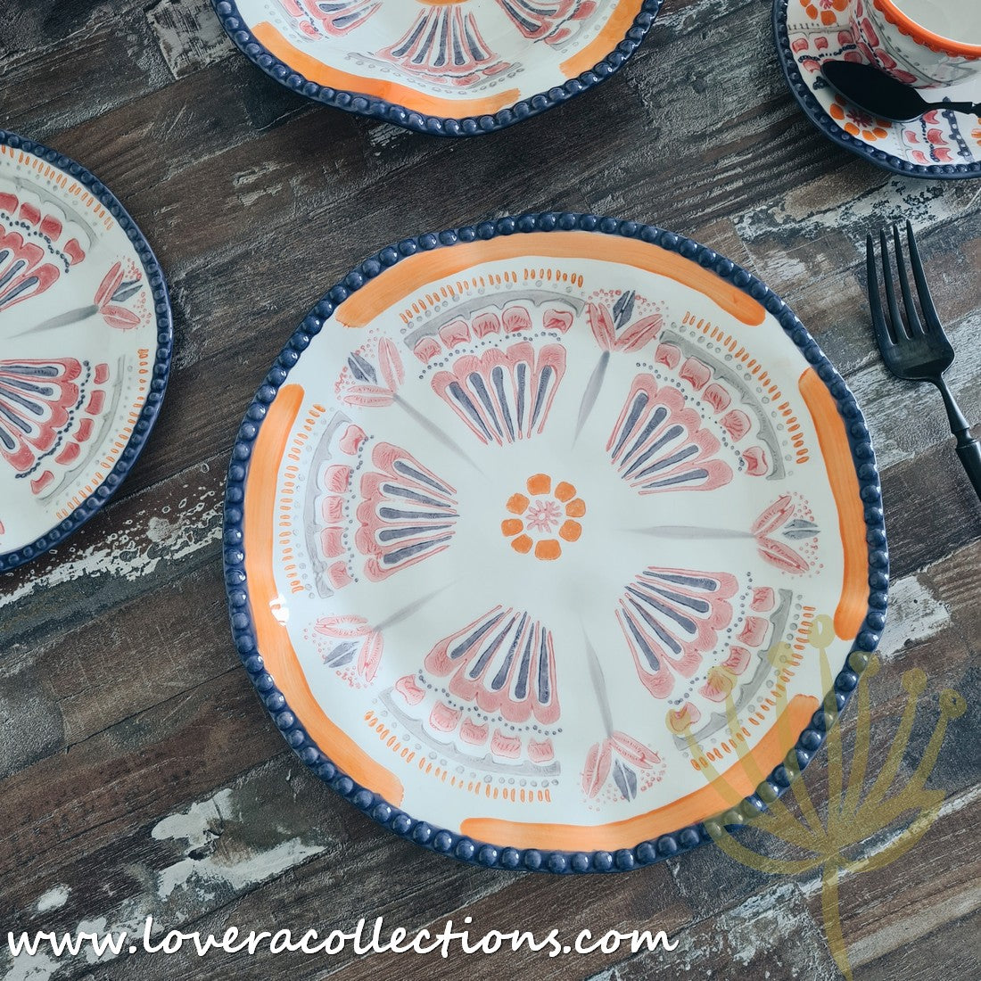 Afrocentric Orange Dinnerware Set - Elegant Ceramic Plates & Bowls for African-Themed Dining - Perfect for Family Dinners, Cultural Events & Restaurant Decor