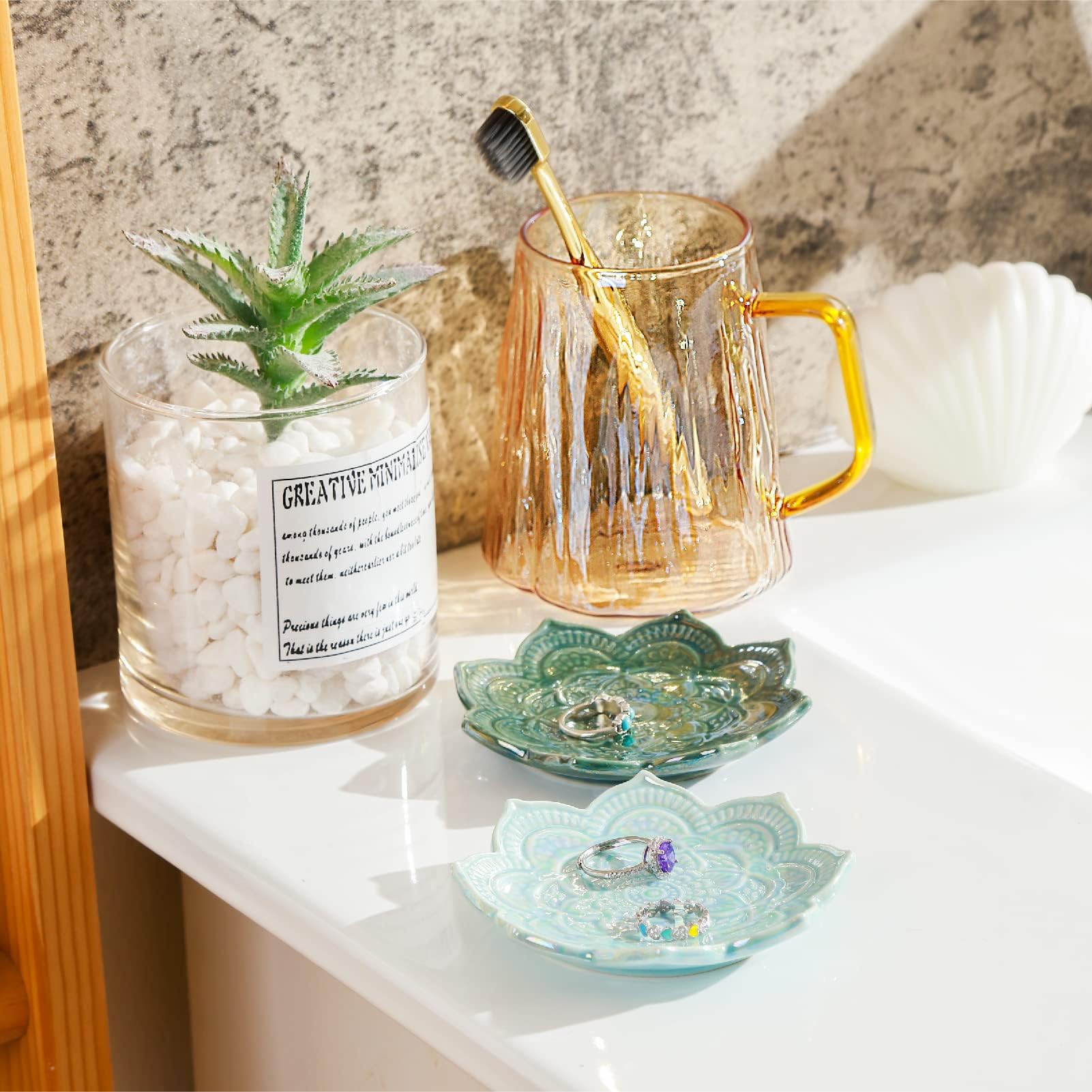 Titanape Small Green Mandala Ceramic Jewelry Tray - Decorative Ring Holder & Trinket Dish - Perfect Gift for Women, Mom, Friends (Birthday, Christmas, Valentine's, Mother's Day) - Ideal for Jewelry Organization, Home Decor, and Thoughtful Gift Giving