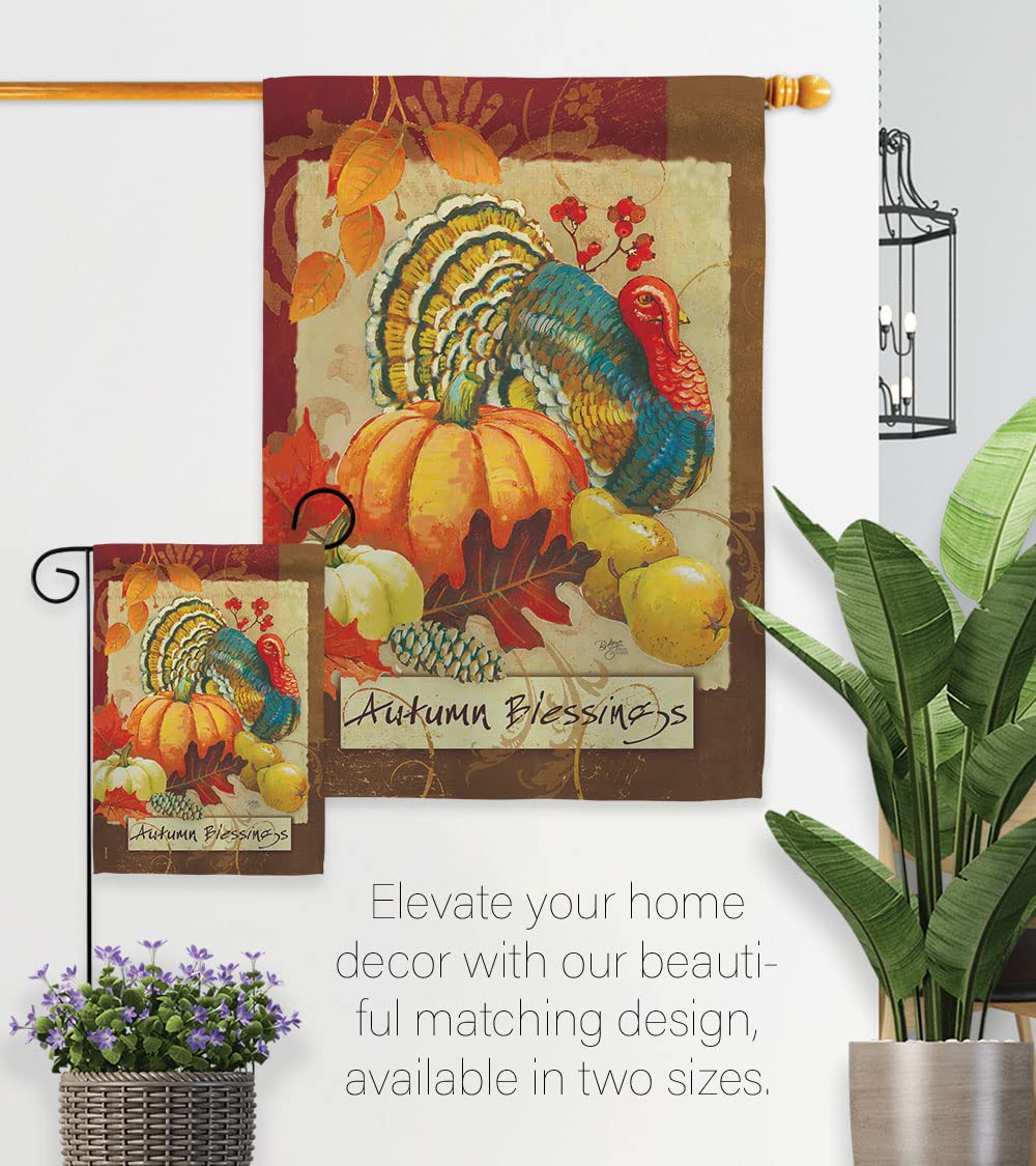 Fall Harvest Decor Kit - Turkey Blessings House & Garden Flags for Autumn Decorating