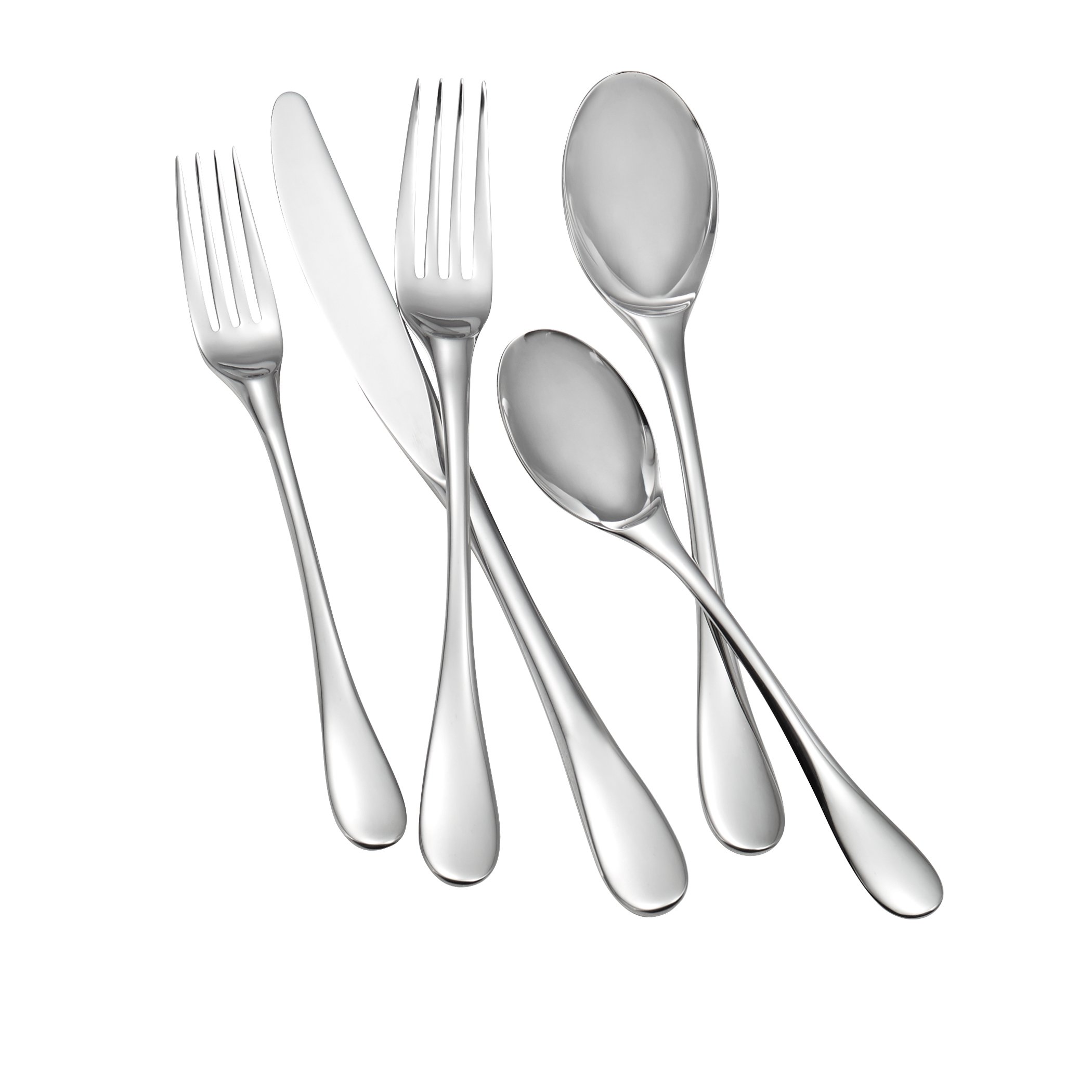 Nambe 45-Piece Flatware Set - 18/10 Mirror Polish Stainless Steel Silverware Cutlery Set for 8 People with 3-Piece Hostess Utensils | Elegant Dining for Home, Restaurant & Hotel Use | Dishwasher Safe (7571) | Perfect for Dinner Parties, Weddings & Formal Events