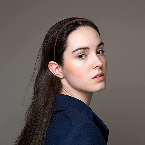 6-Pack Matte Finish Pigtail Thin Hair Bands with Teeth - Skinny Solid Color Headbands for Women, Teens & Kids | Perfect for School, Sports & Everyday Hairstyles